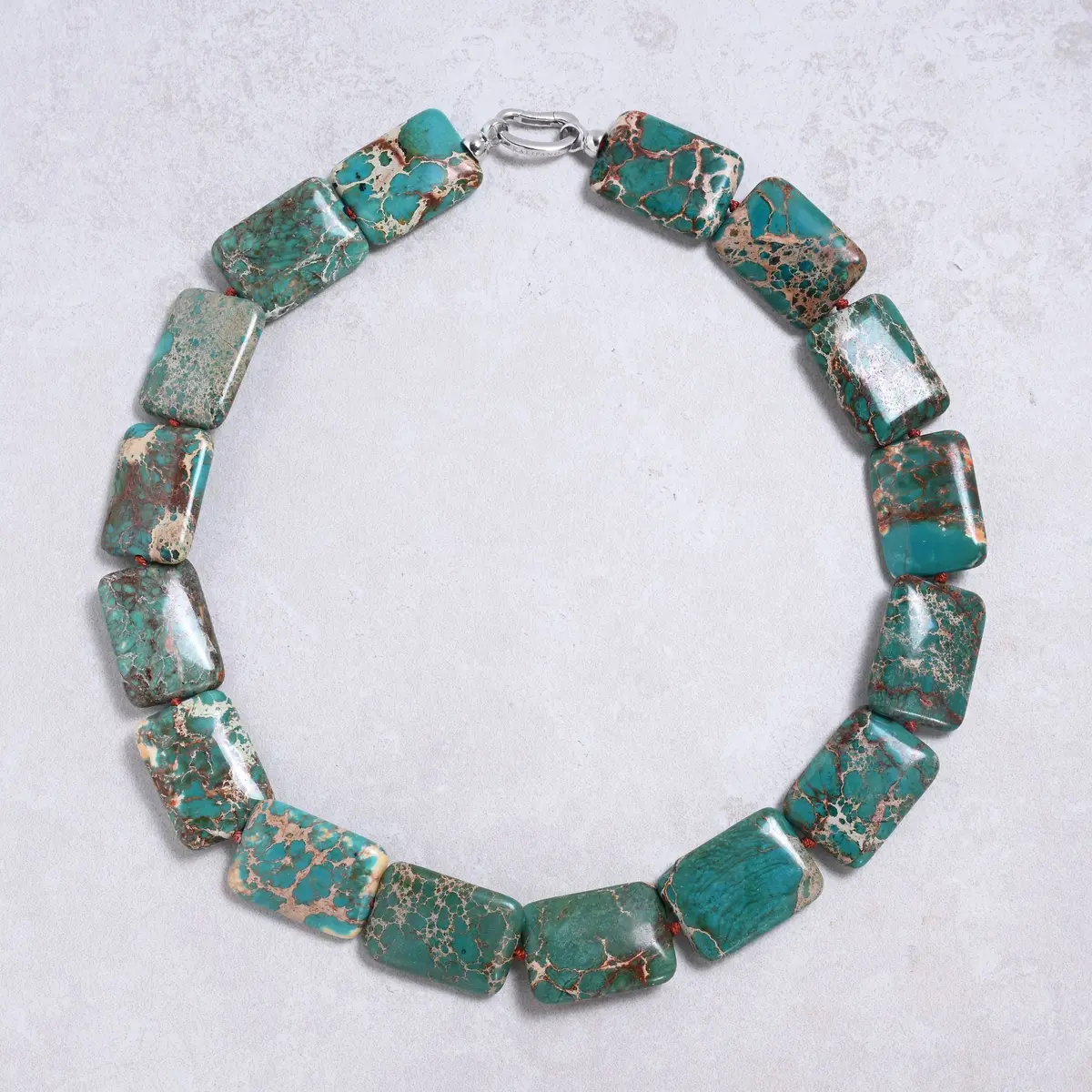 Turquoise 31X22mm Square Gemstone Necklace With Sterling Silver Clasp - 22" 1