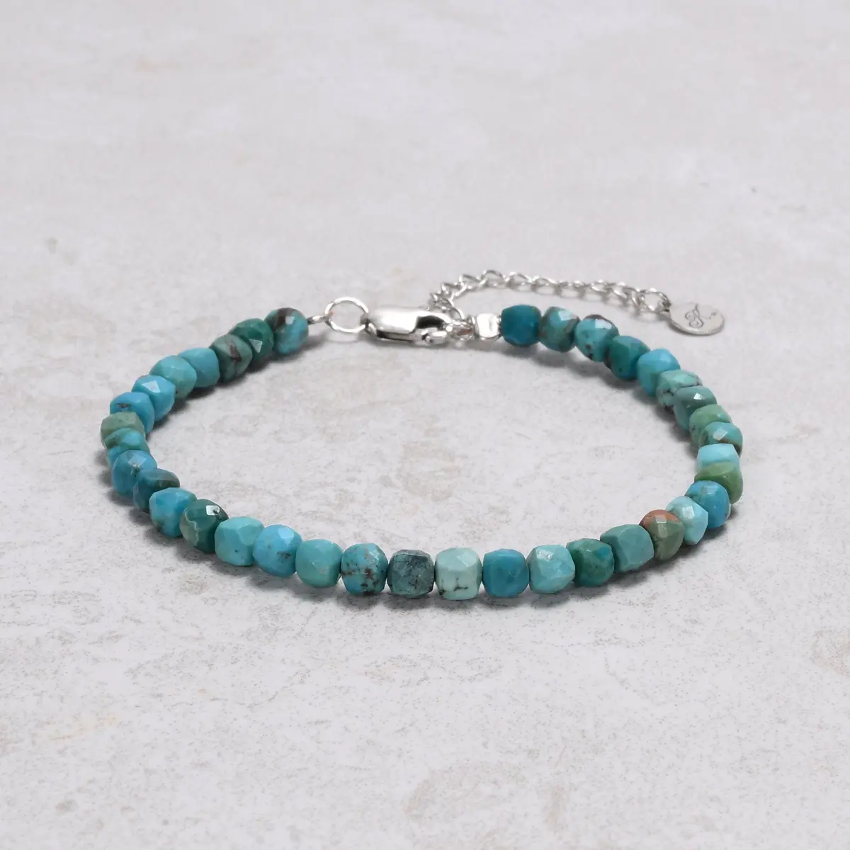 Turquoise 4Mm Natural Gemstone Bracelet With Sterling Silver Clasp 1