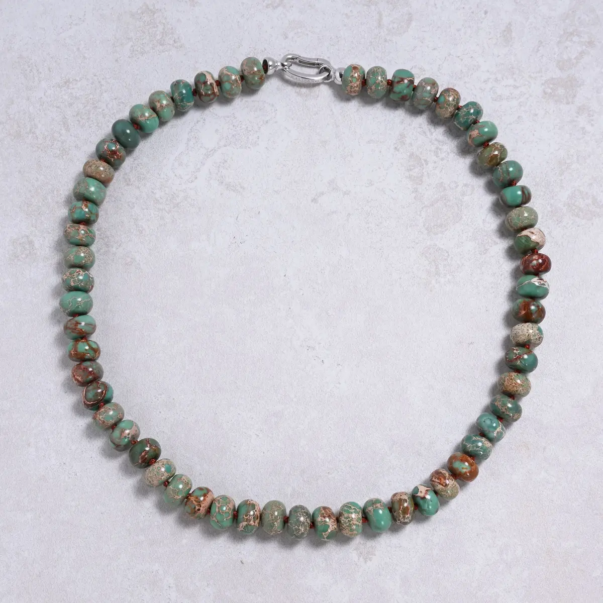 Turquoise 7X12mm Roundel Gemstone Necklace With Sterling Silver Clasp - 22" 1