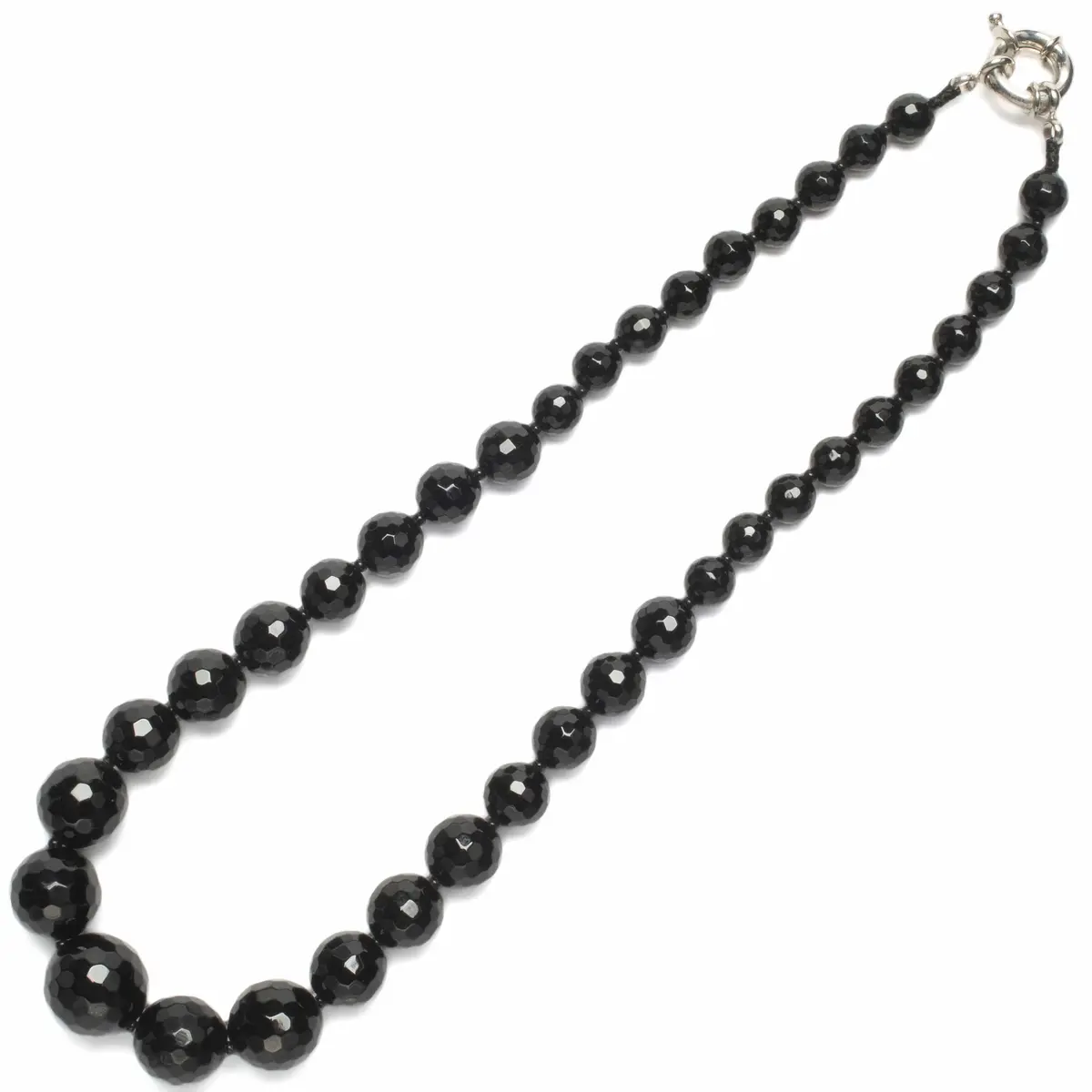 Black Agate Gemstone Bead Necklace 1