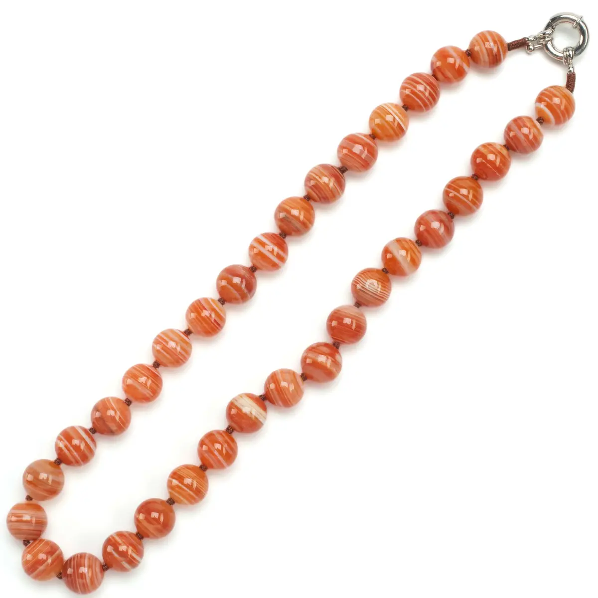 Banded Carnelian Gemstone Bead Necklace 1