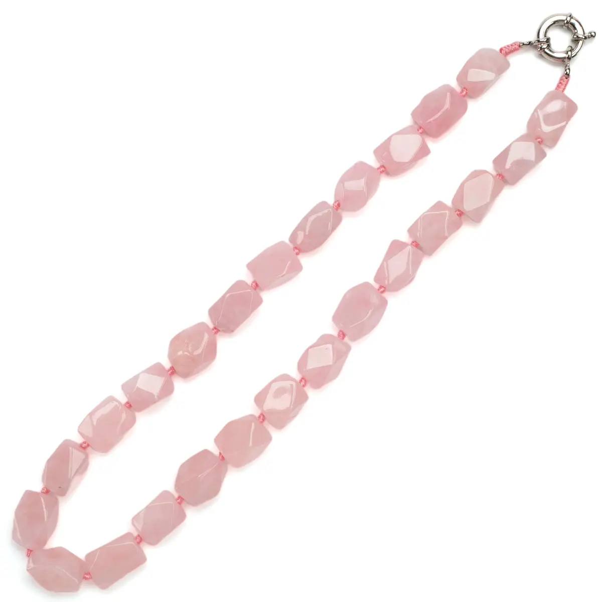 Faceted Rose Quartz Gemstone Necklace 1
