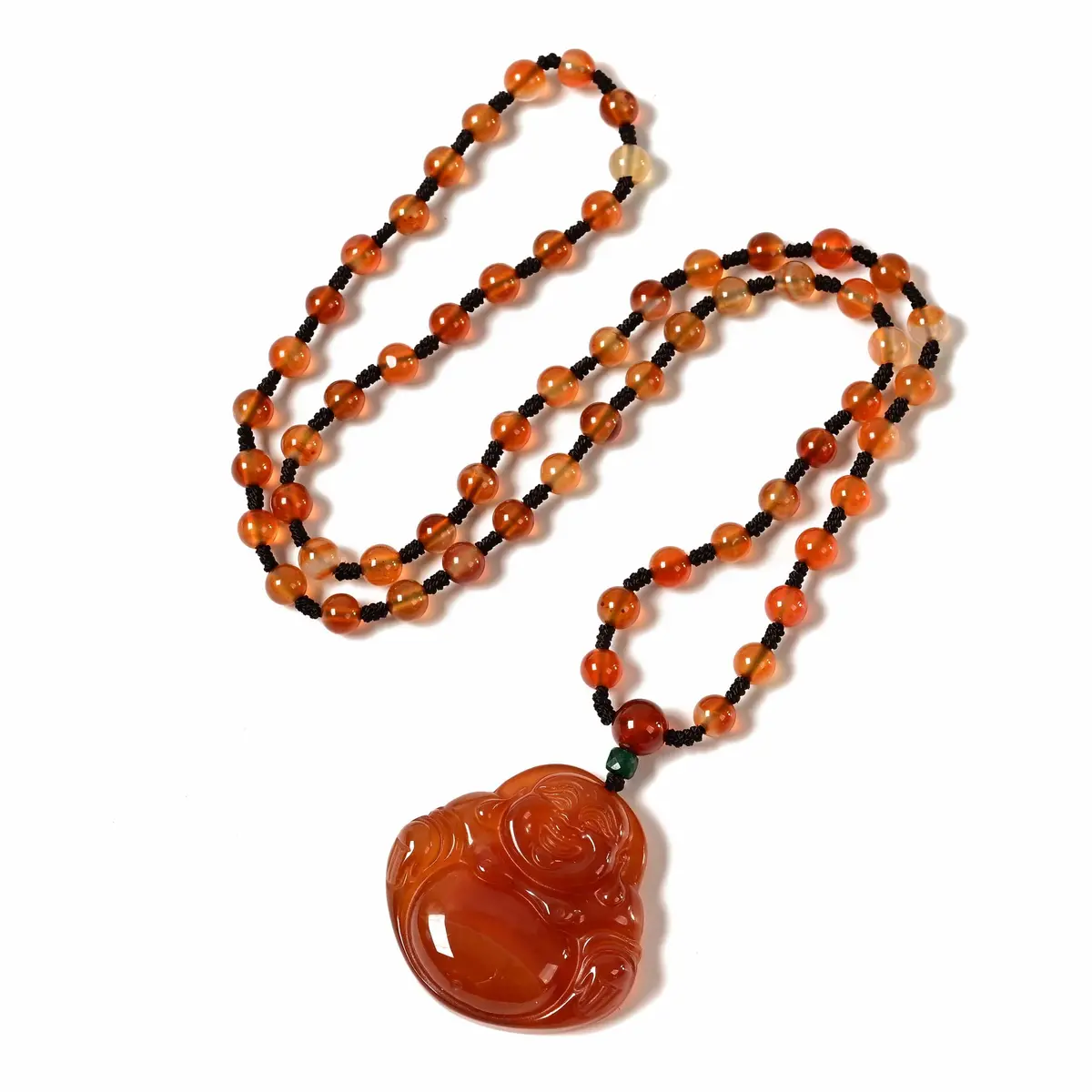 Red Agate Happy Buddha Necklace 1