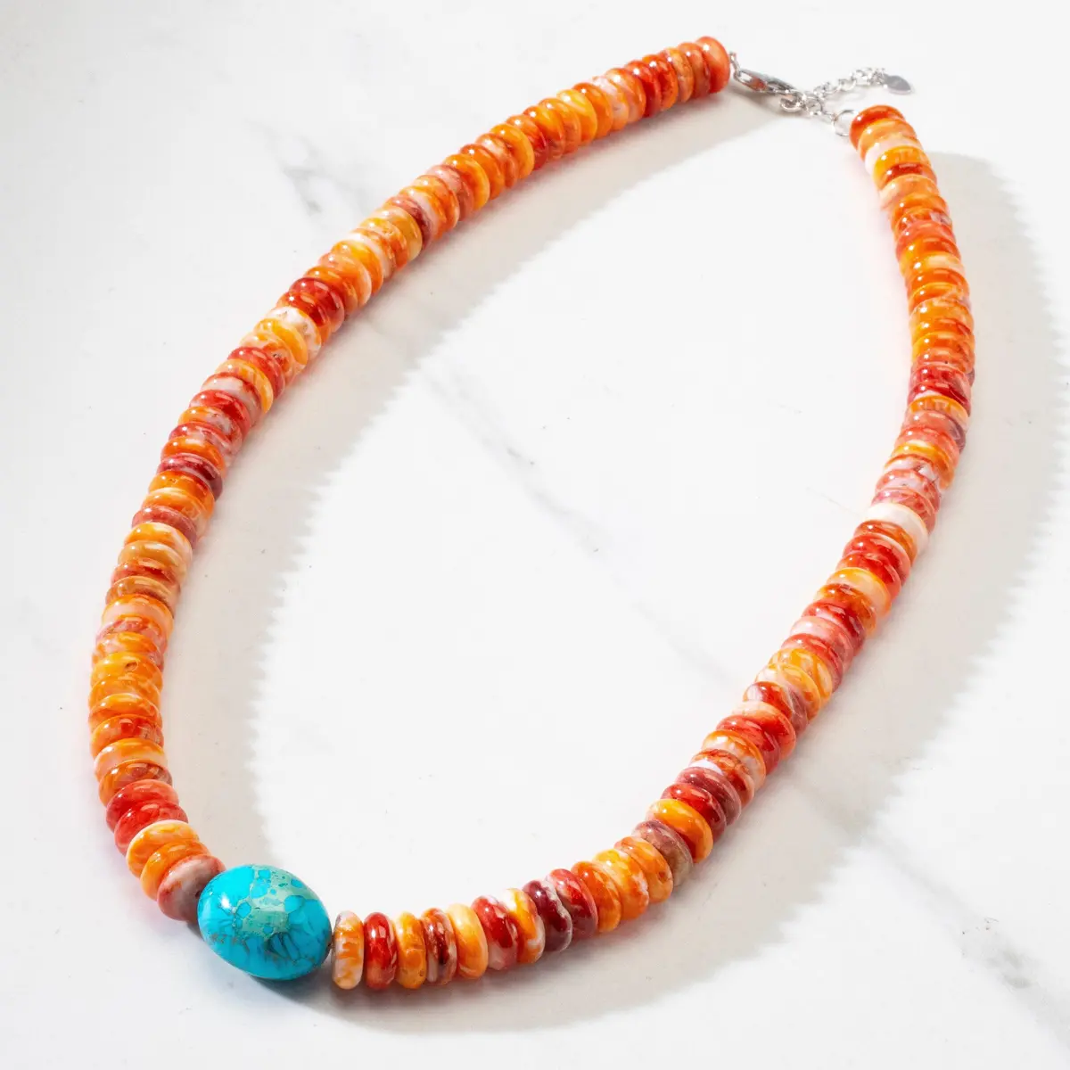 Spiny Oyster Shell & King Howlite Turquoise Necklace - 21" 1
