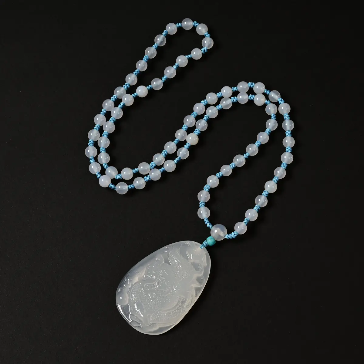 White Agate Dragon Necklace 1