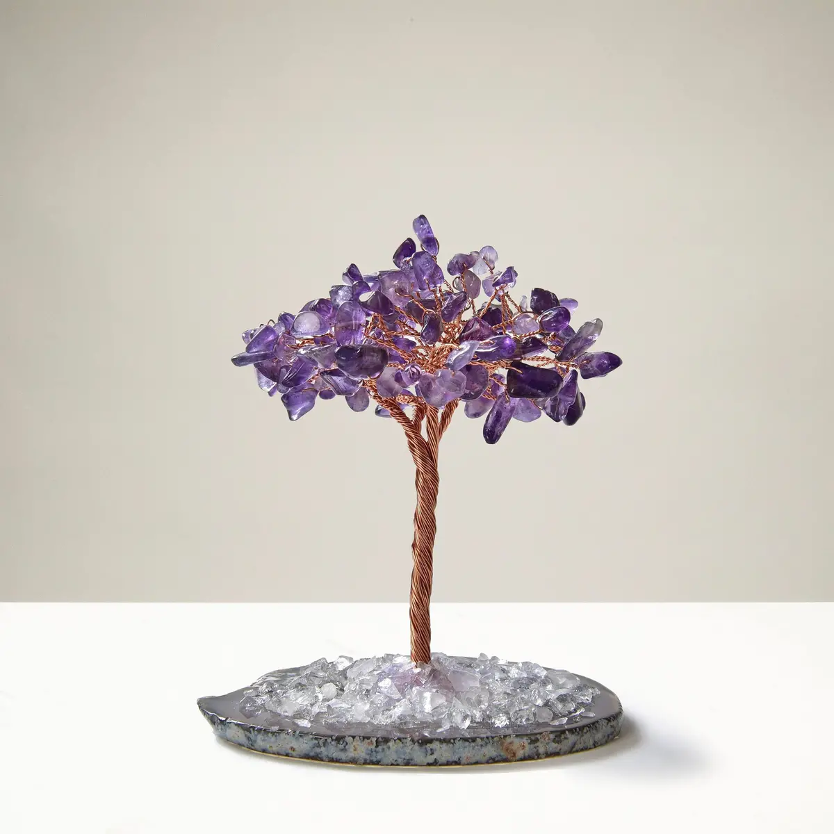 Amethyst Natural Gemstone Tree Of Life With Agate Base 1