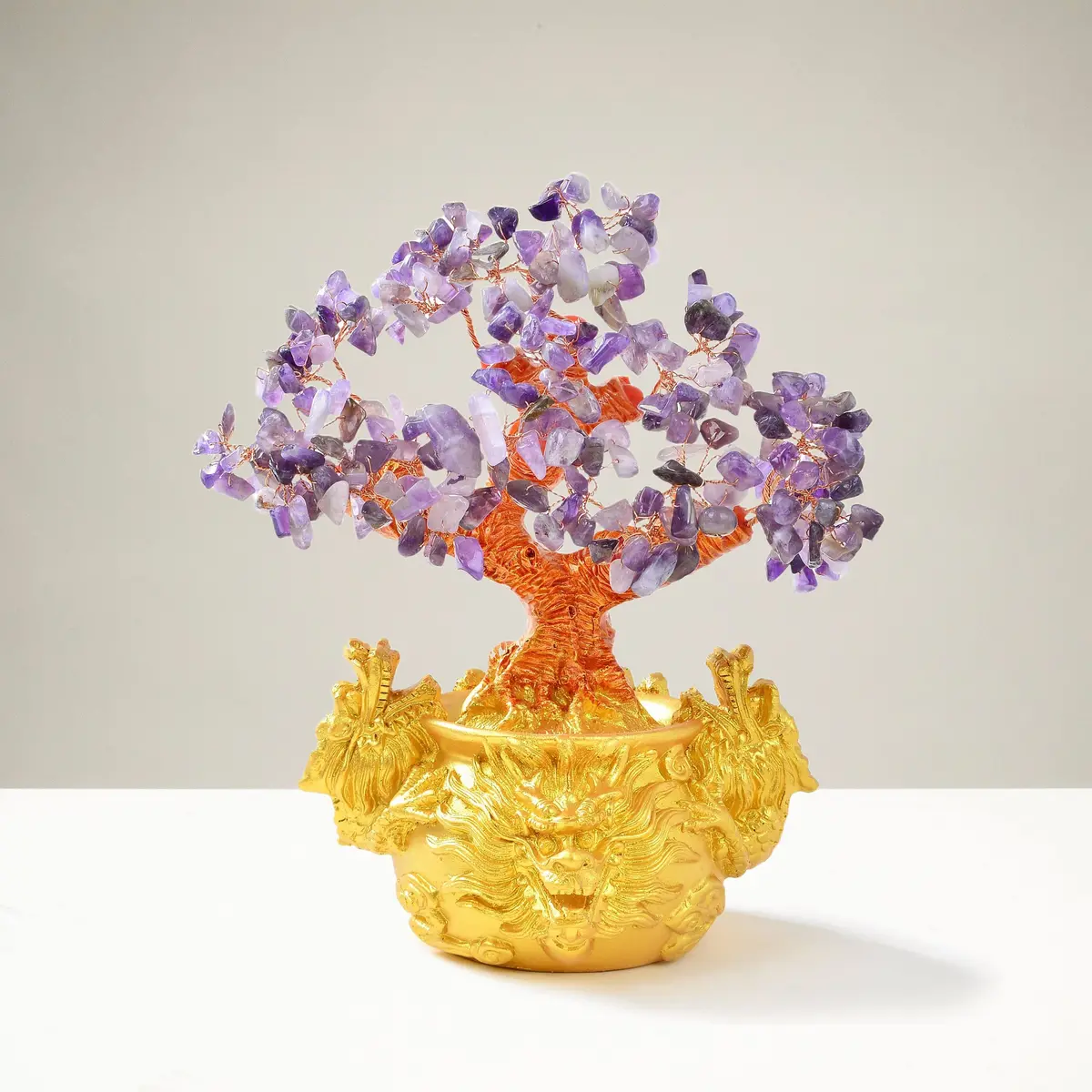 Amethyst Natural Gemstone Tree Of Life  With Dragon Base 1