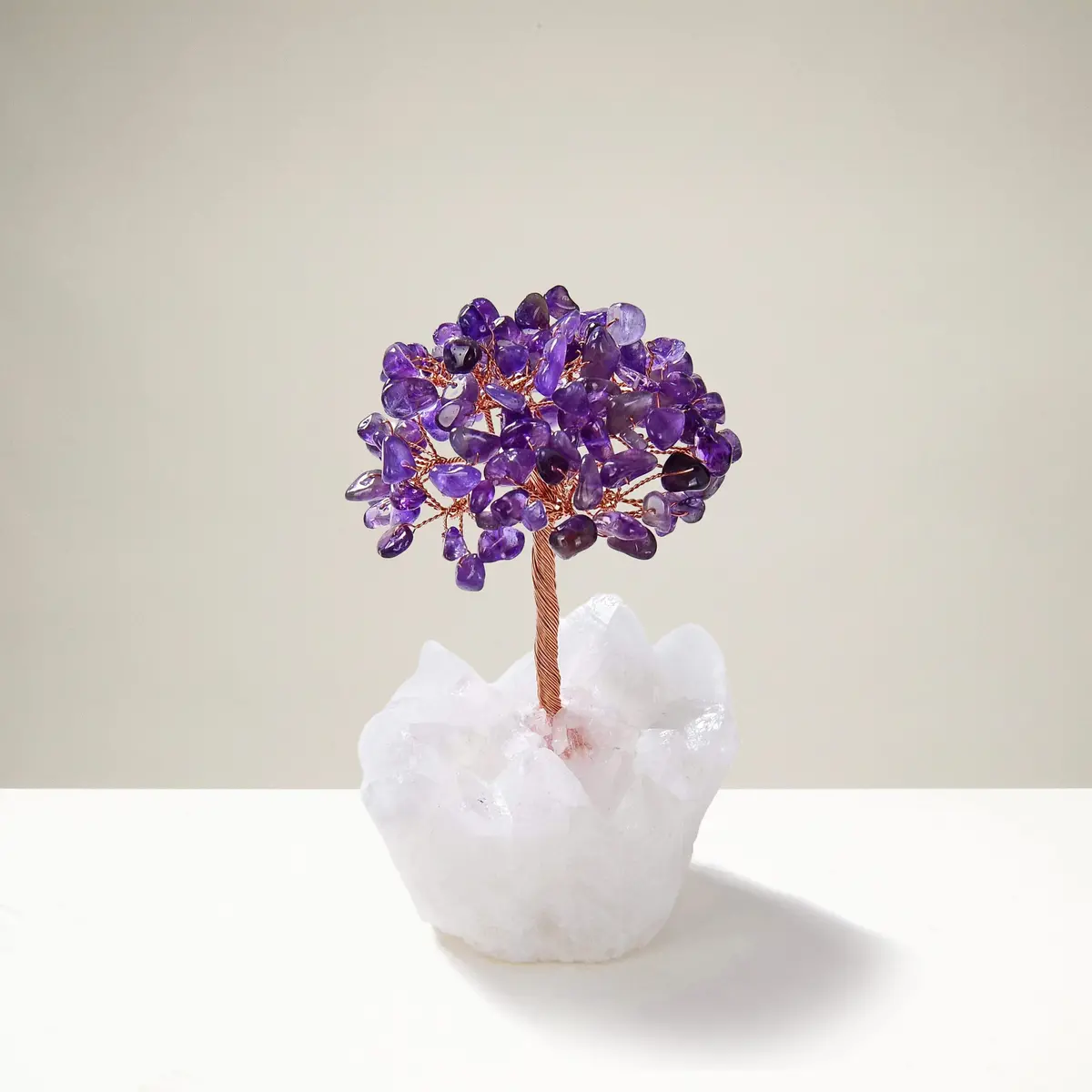 Amethyst Natural Gemstone Tree Of Life With Quartz Base 1