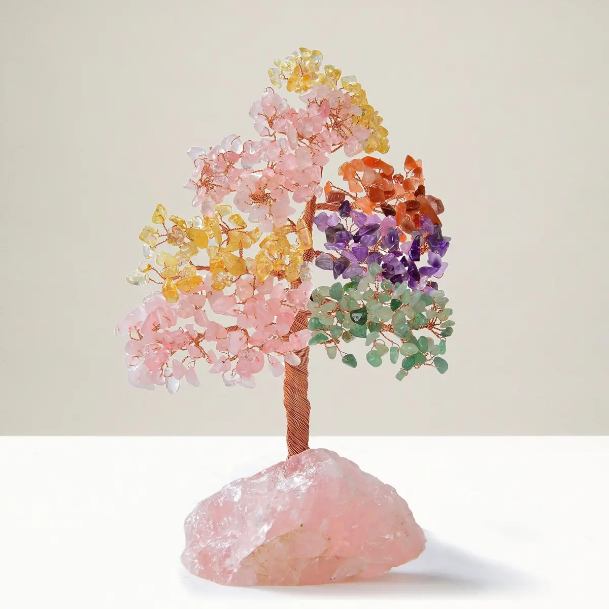 Bonsai Tree Of Life On Rose Quartz Base With 414 Crystals 1