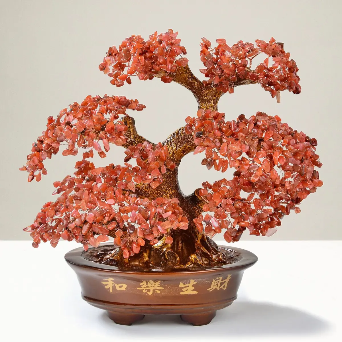 Carnelian Bonsai Tree Of Life With 1,251 Natural Gemstones 1