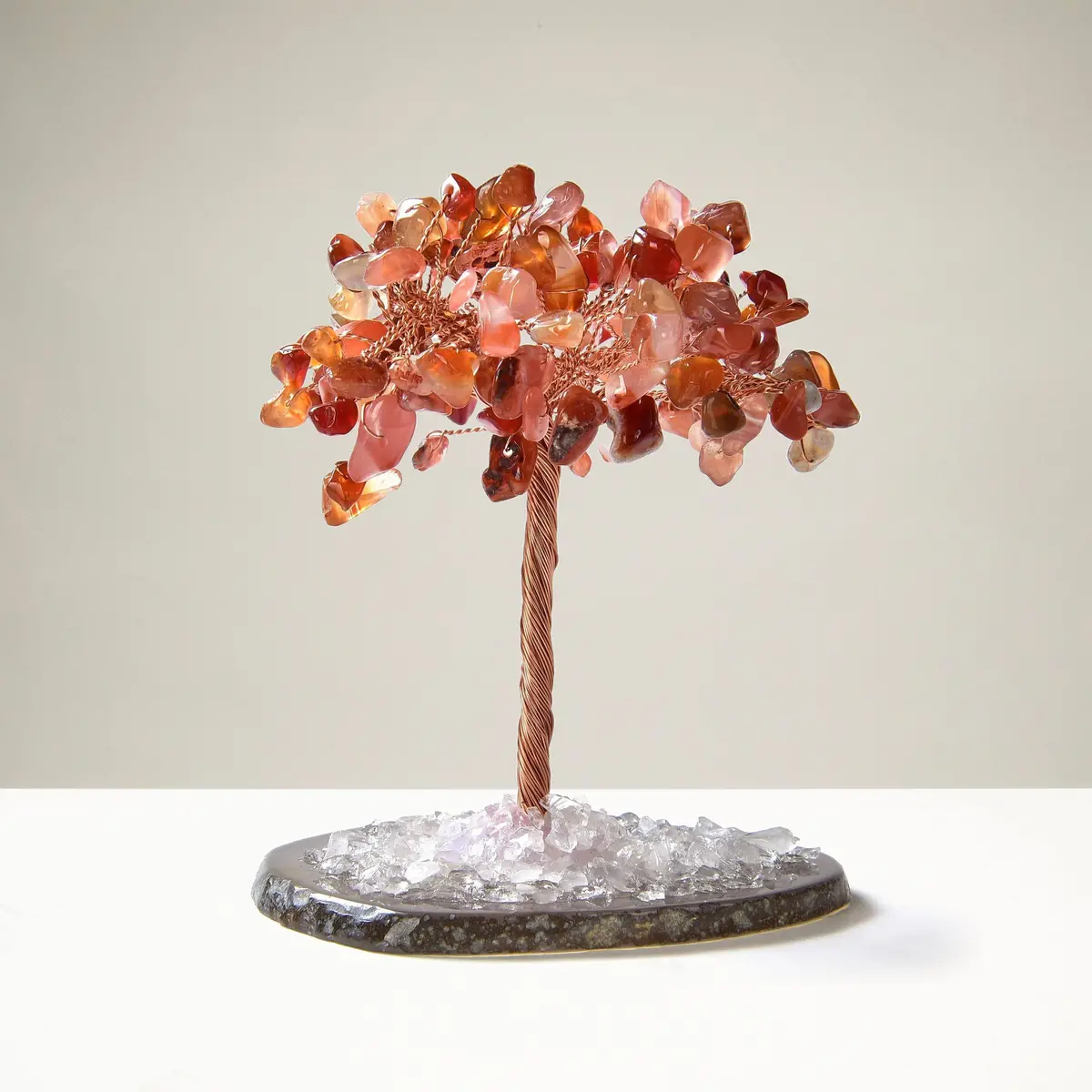 Carnelian Natural Gemstone Tree Of Life With Agate Base 1