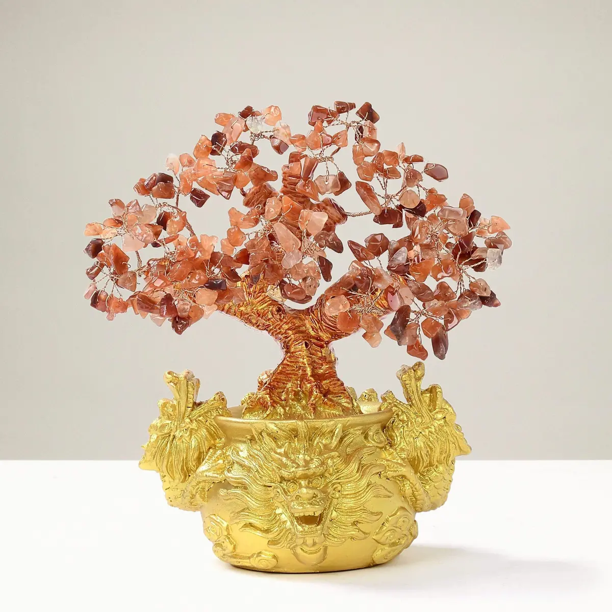 Carnelian Natural Gemstone Tree Of Life  With Dragon Base 1
