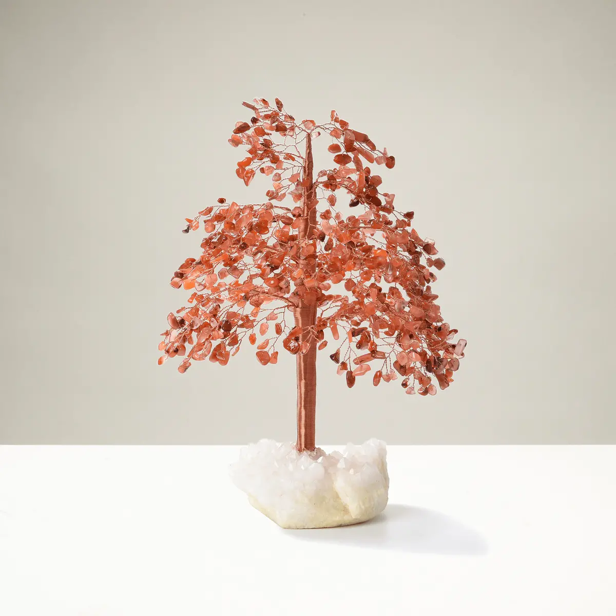 Carnelian Tree Of Life On Quartz Cluster Base 1
