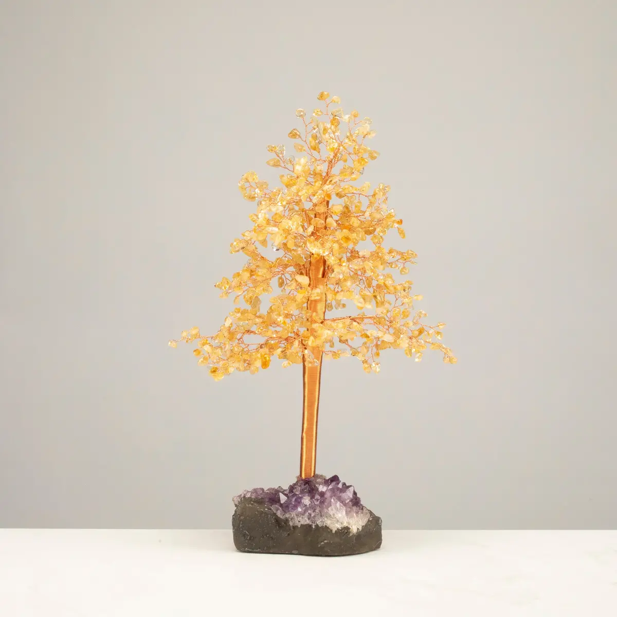 Citrine Tree Of Life On Amethyst Geode Base With 728 Natural Gemstones 1