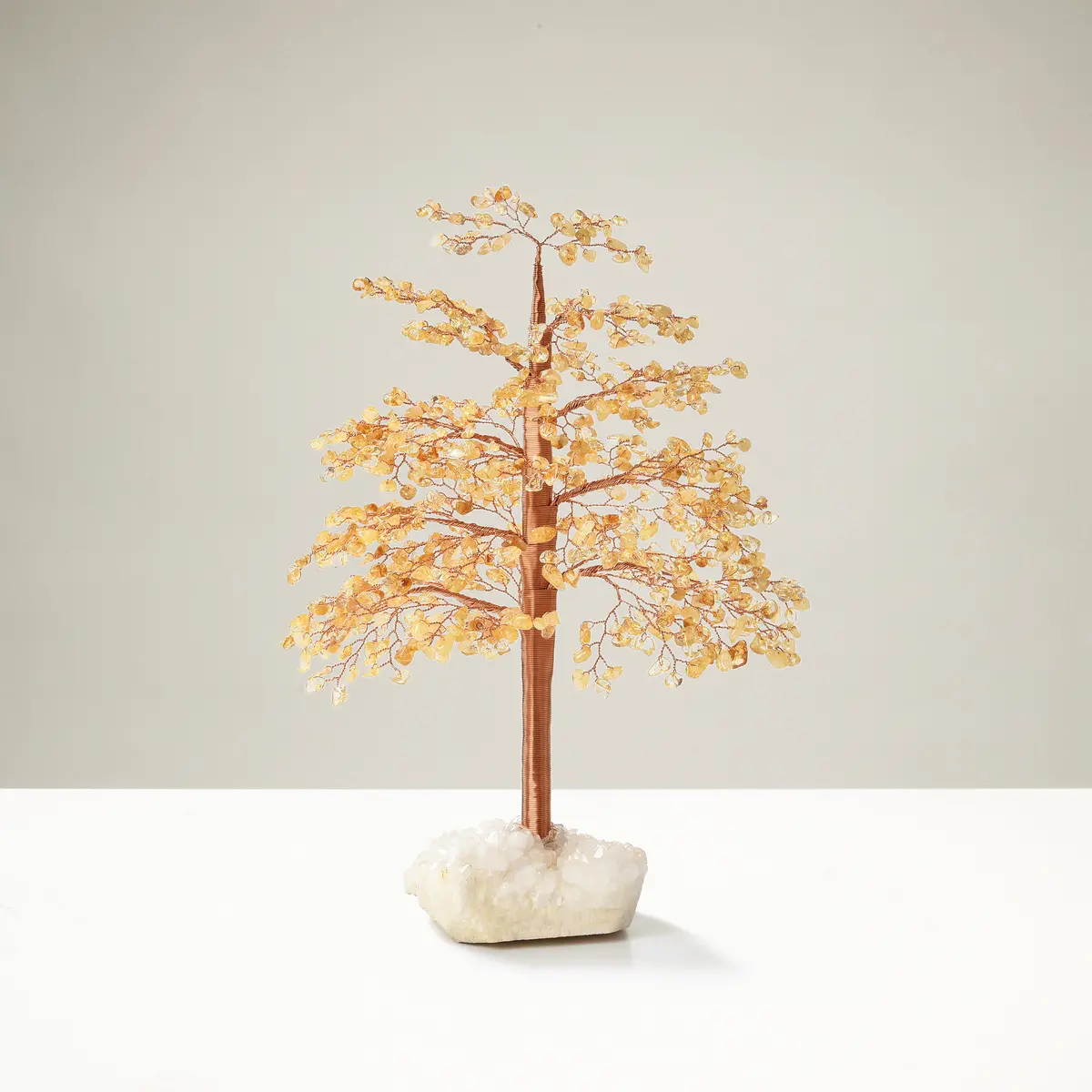 Citrine Tree Of Life On Quartz Cluster Base 1