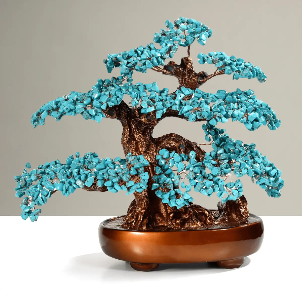 Howlite Turquoise Bonsai Tree Of Life With 1,251 Natural Gemstones 1