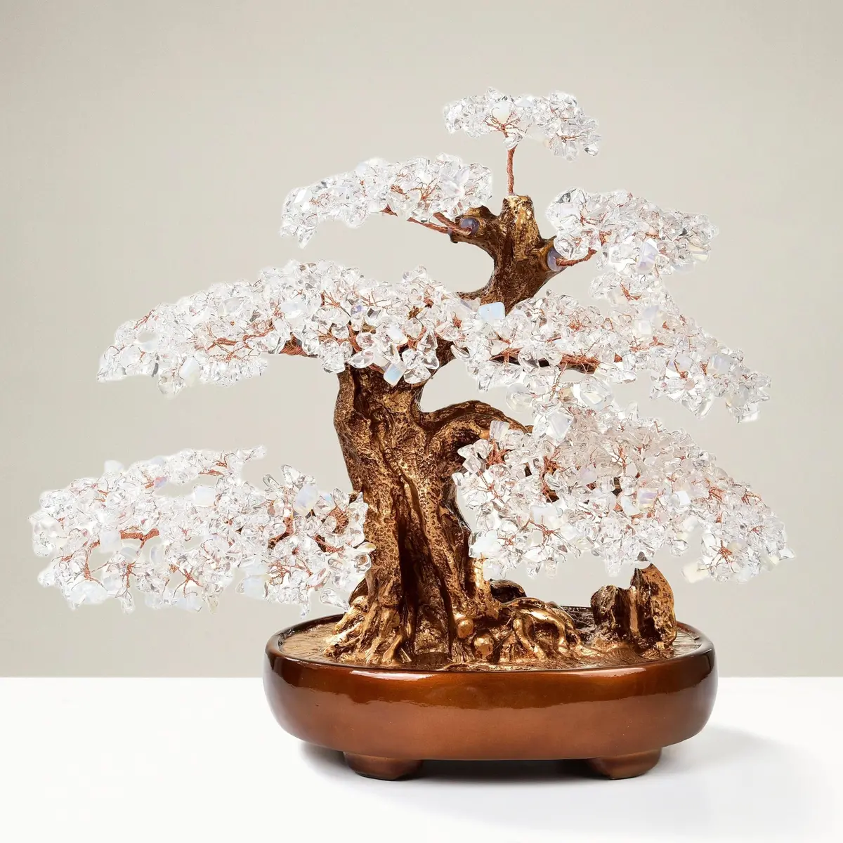 Opalite Moonstone & Quartz Bonsai Tree Of Life With 1,251 Natural Gemstones 1