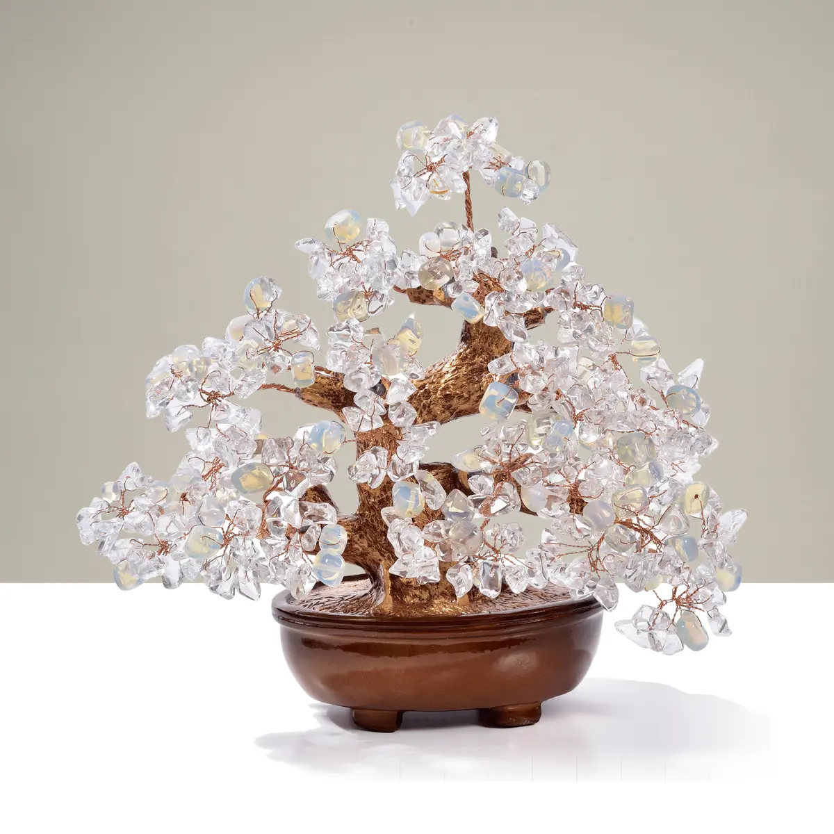 Opalite Moonstone & Quartz Gemstone Tree Of Life With 360 Natural Gemstones 1