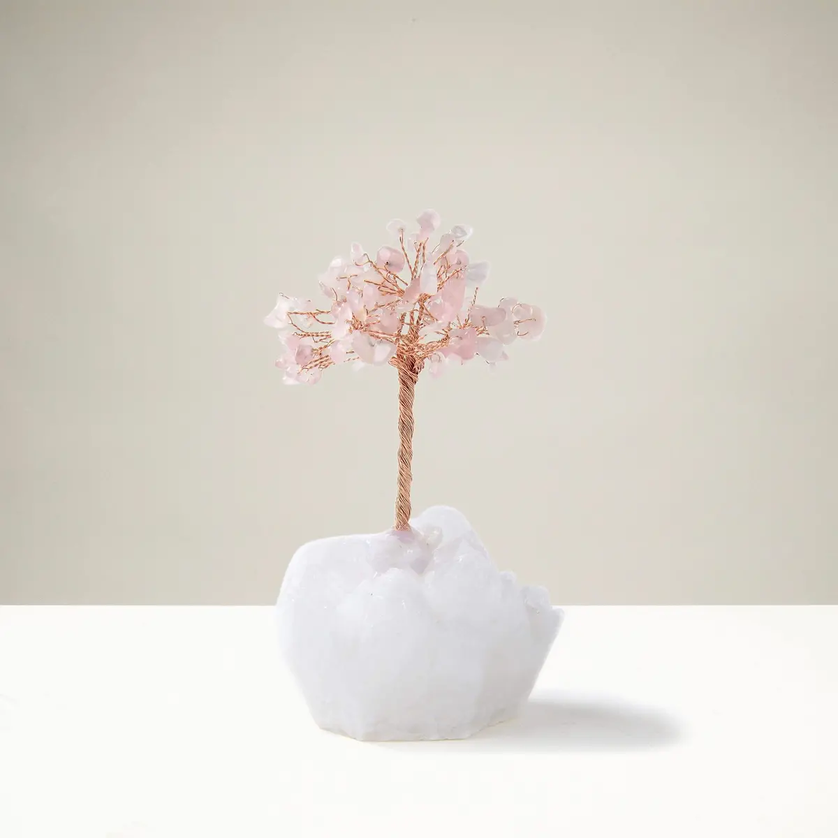 Rose Quartz Natural Gemstone Tree Of Life With Quartz Base 1