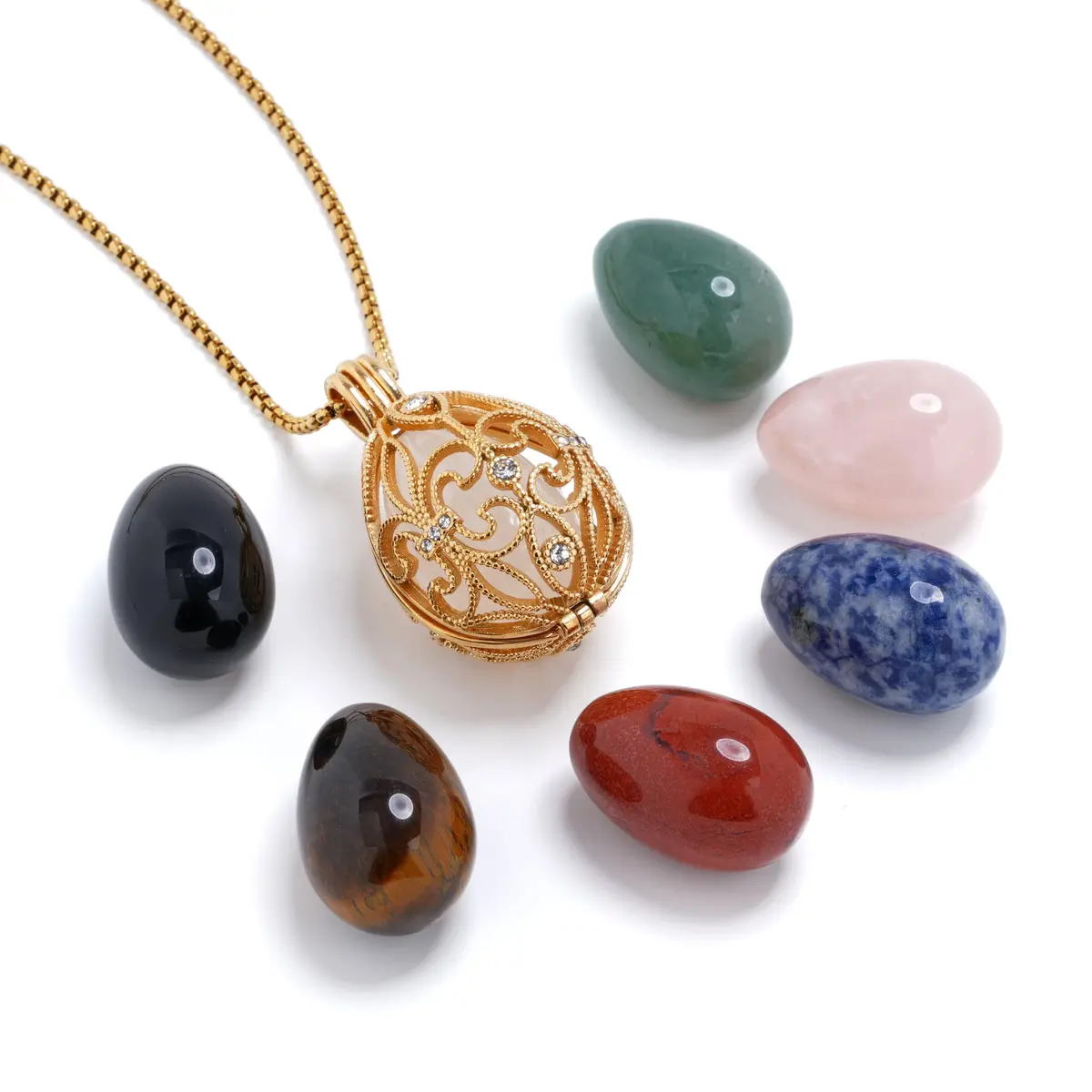 Gold Stainless Steel Faberge Egg Interchangeable Locket 1