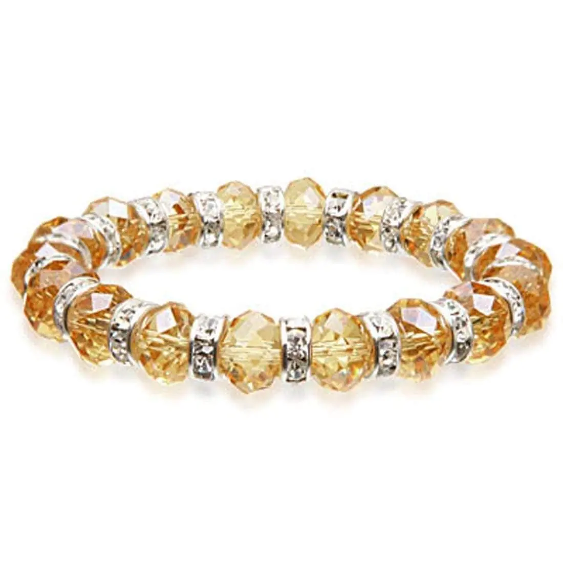 Amber Gorgeous Glass Bracelet With Cubic Zirconia Crystals 1
