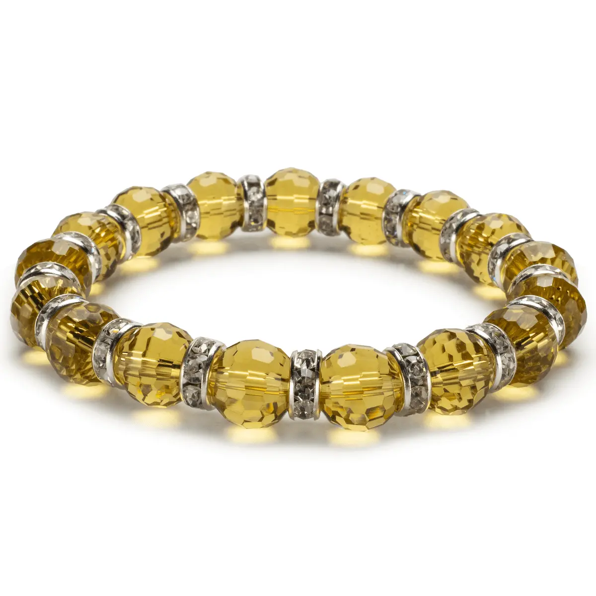 Amber Gorgeous Glass Bracelet With Cubic Zirconia Crystals 1