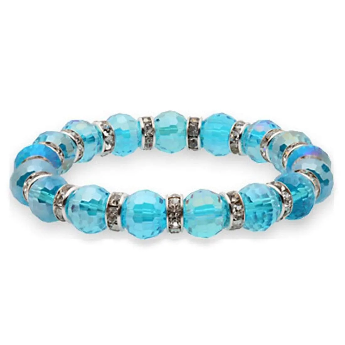 Aqua Marine Gorgeous Glass Bracelet With Cubic Zirconia Crystals 1