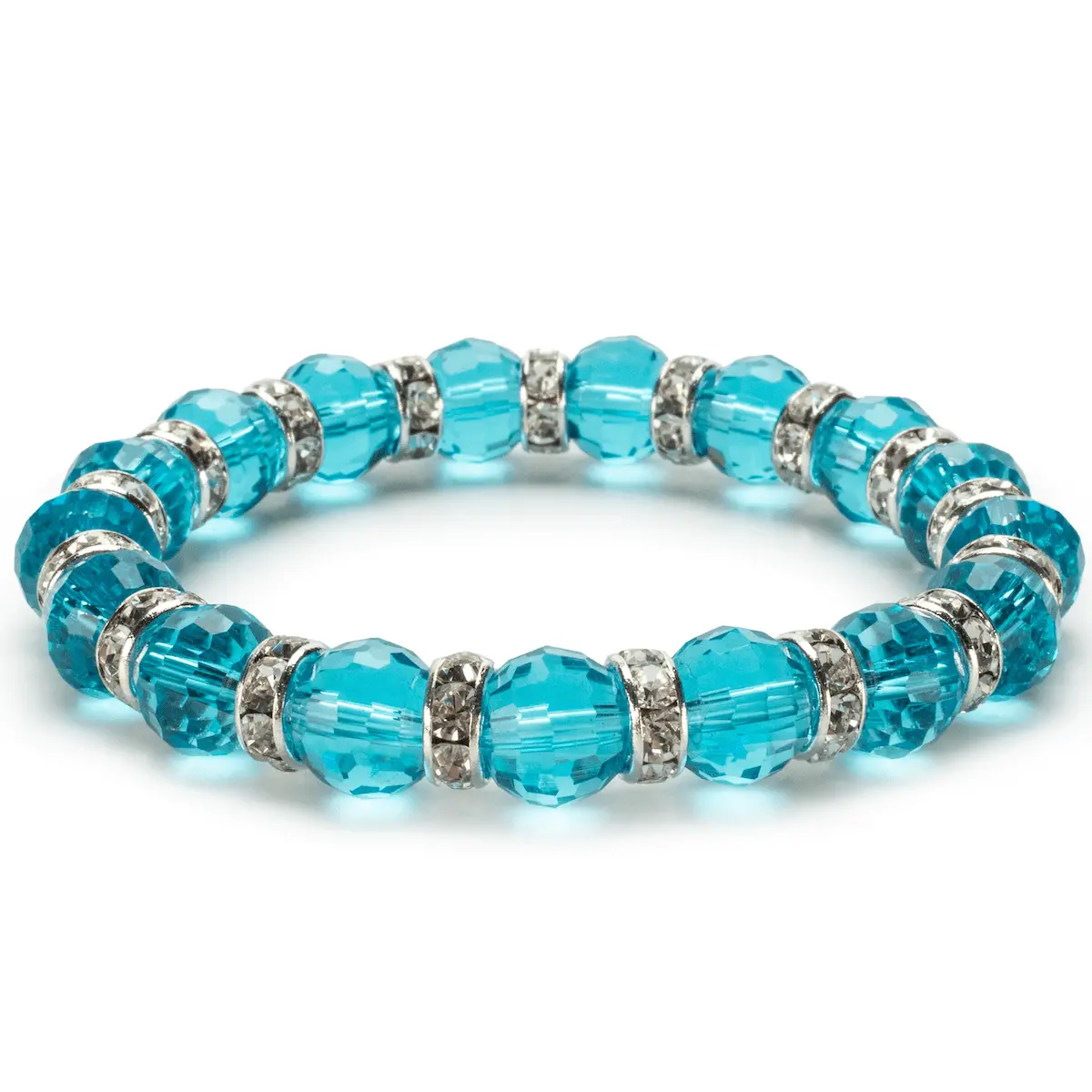 Aqua Marine Gorgeous Glass Bracelet With Cubic Zirconia Crystals 1
