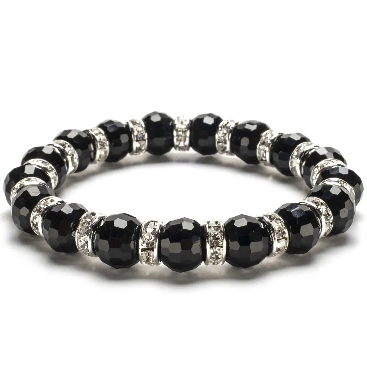 Black Onyx Gorgeous Glass Bracelet With Cubic Zirconia Crystals 1