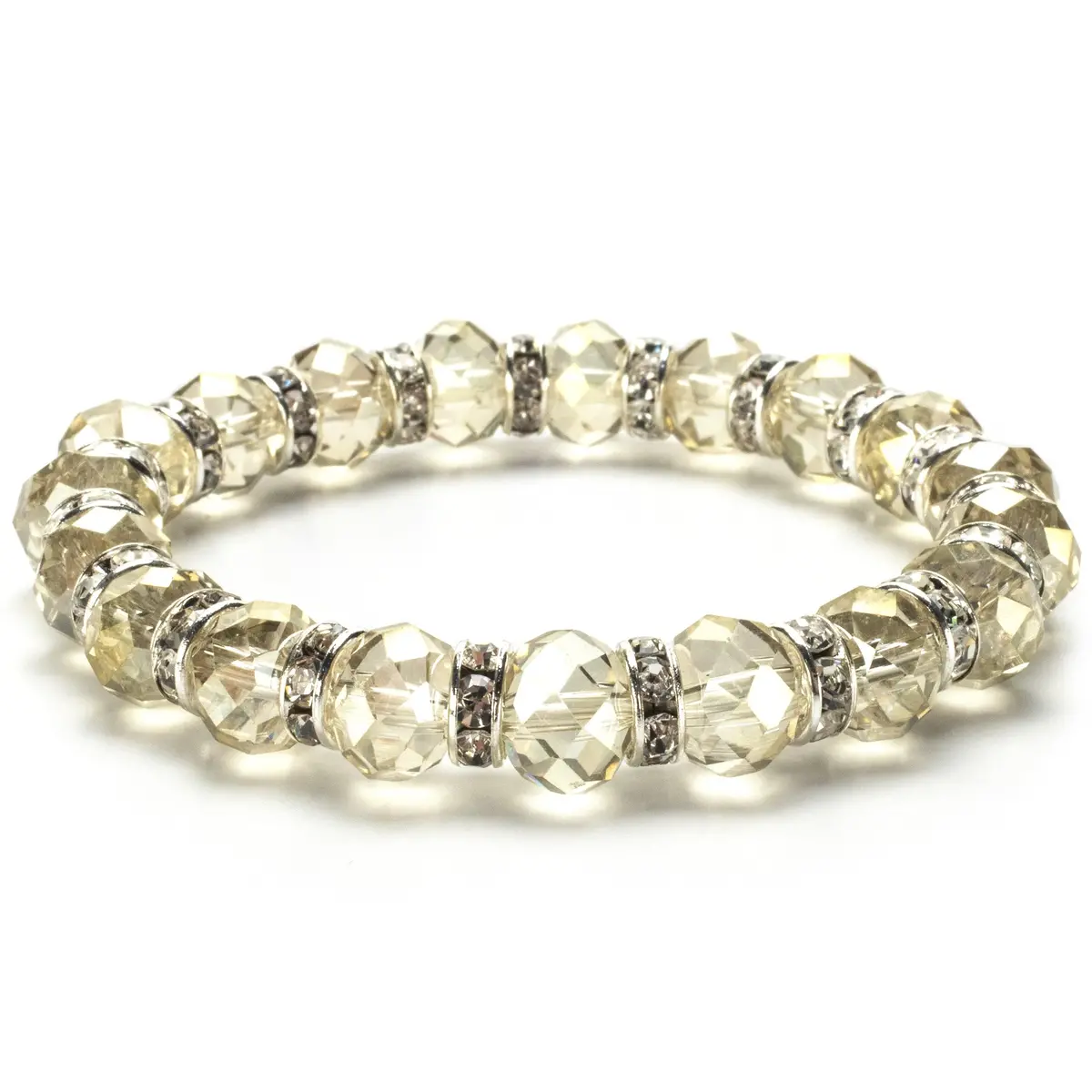 Crystal Silver Shadow Gorgeous Glass Bracelet With Cubic Zirconia Crystals 1