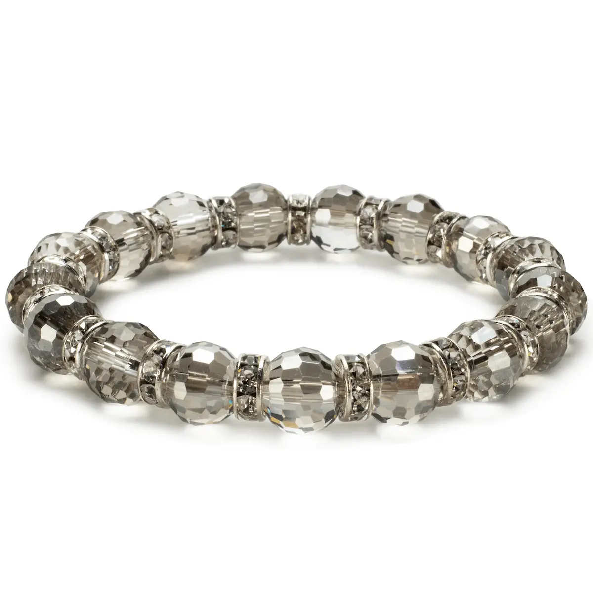 Greige Gorgeous Glass Bracelet With Cubic Zirconia Crystals 1
