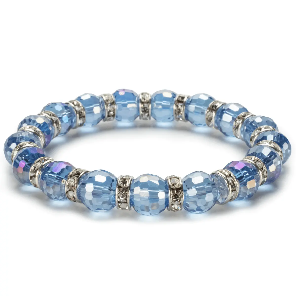 Light Sapphire Gorgeous Glass Bracelet With Cubic Zirconia Crystals 1