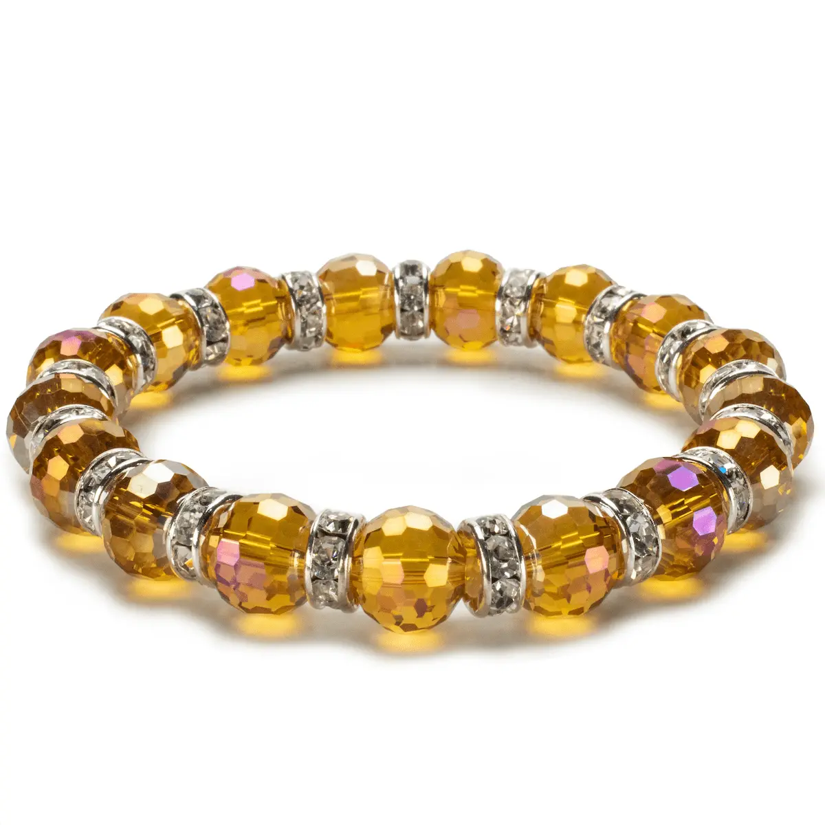 Light Topaz Gorgeous Glass Bracelet With Cubic Zirconia Crystals 1