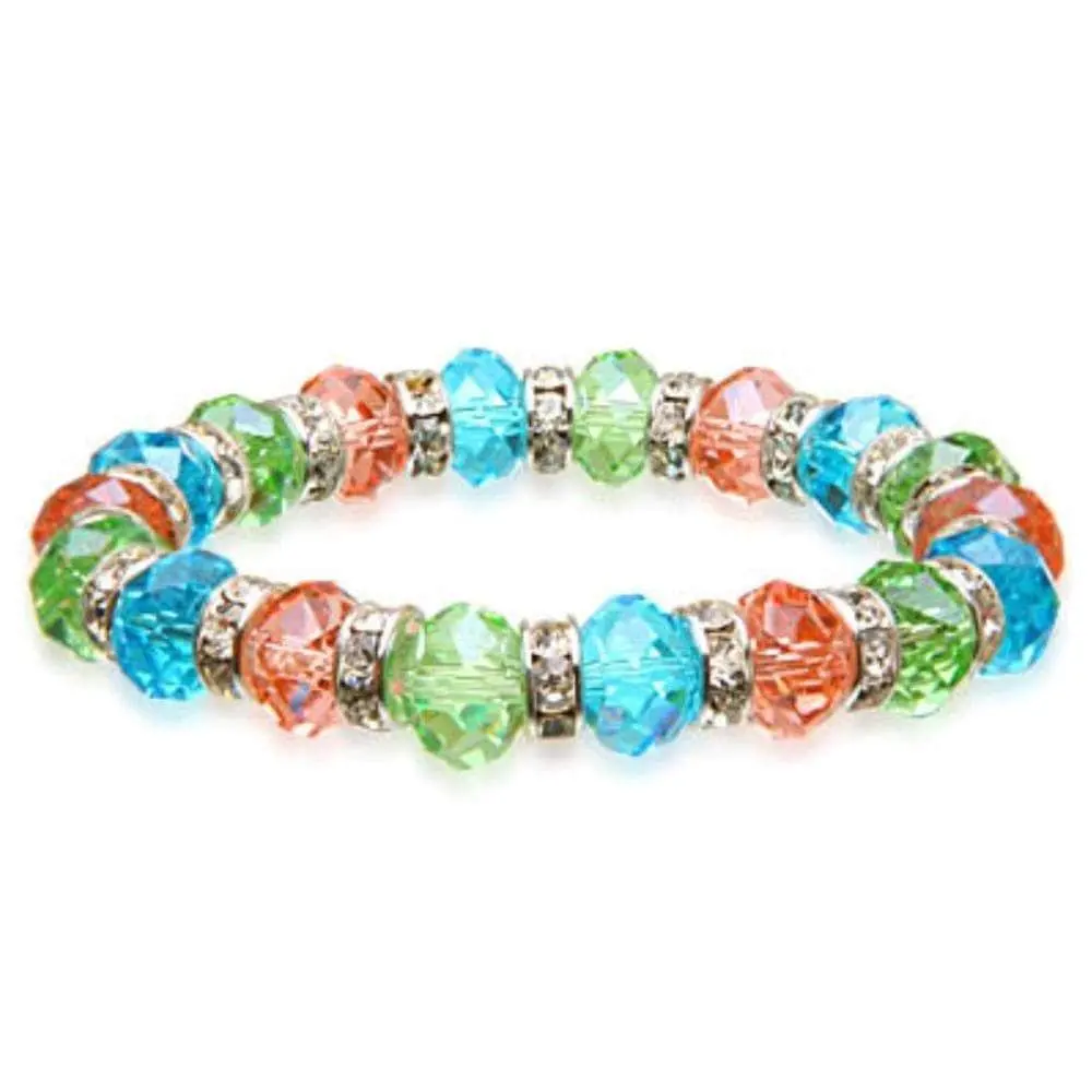 Multi-Colored Gorgeous Glass Bracelet With Cubic Zirconia Crystals 1