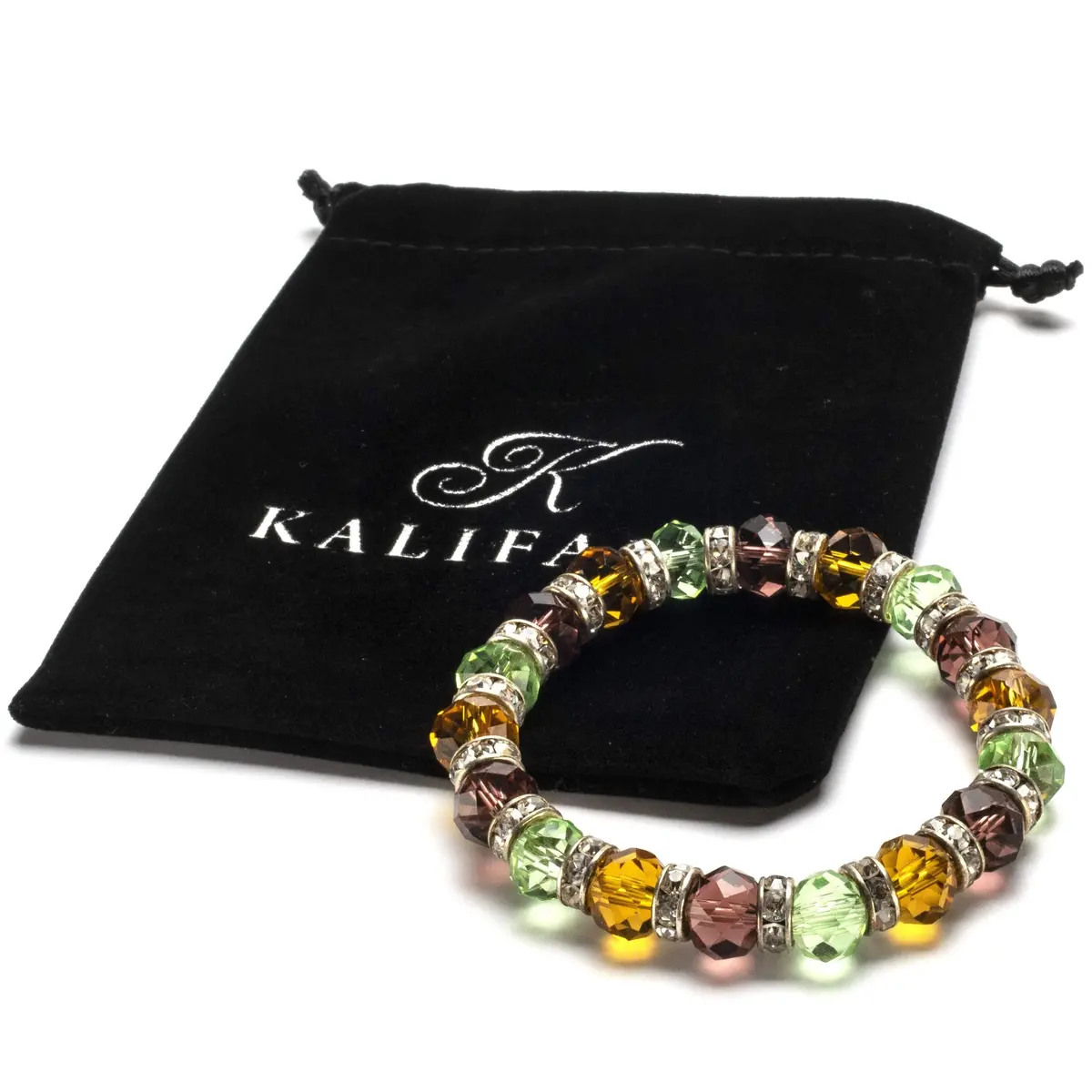 Multi-Colored Gorgeous Glass Bracelet With Cubic Zirconia Crystals 2