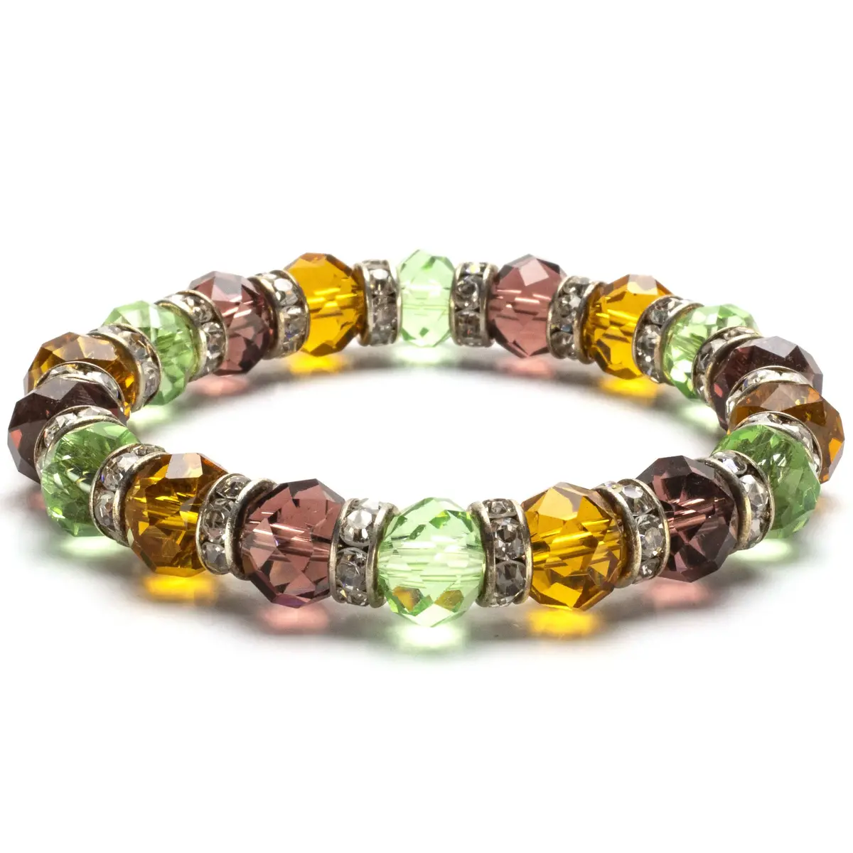Multi-Colored Gorgeous Glass Bracelet With Cubic Zirconia Crystals 1