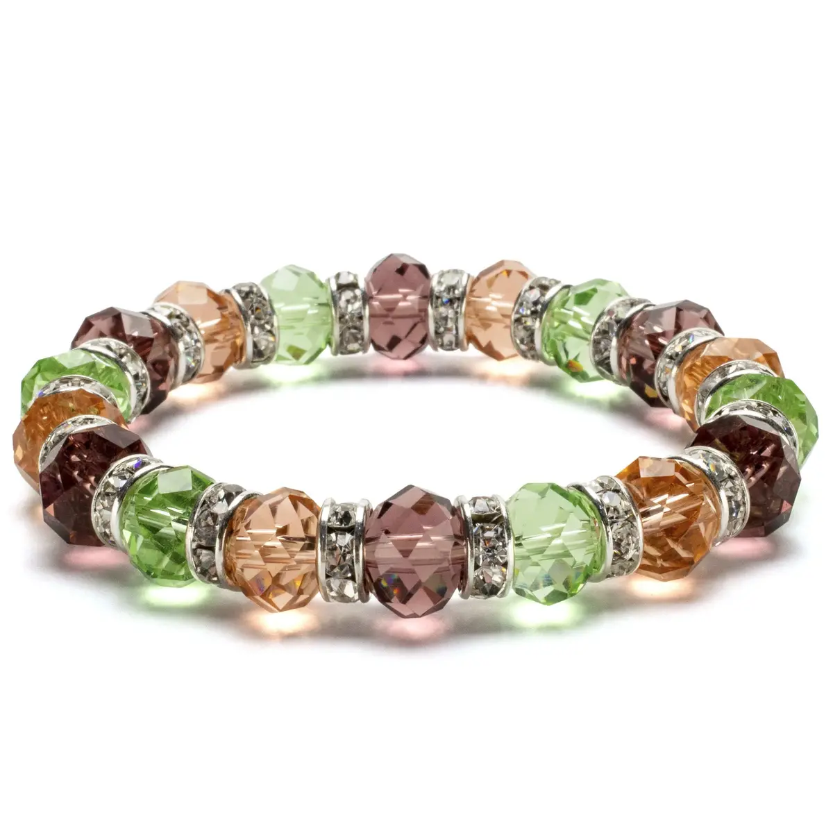 Multi-Colored Gorgeous Glass Bracelet With Cubic Zirconia Crystals 1