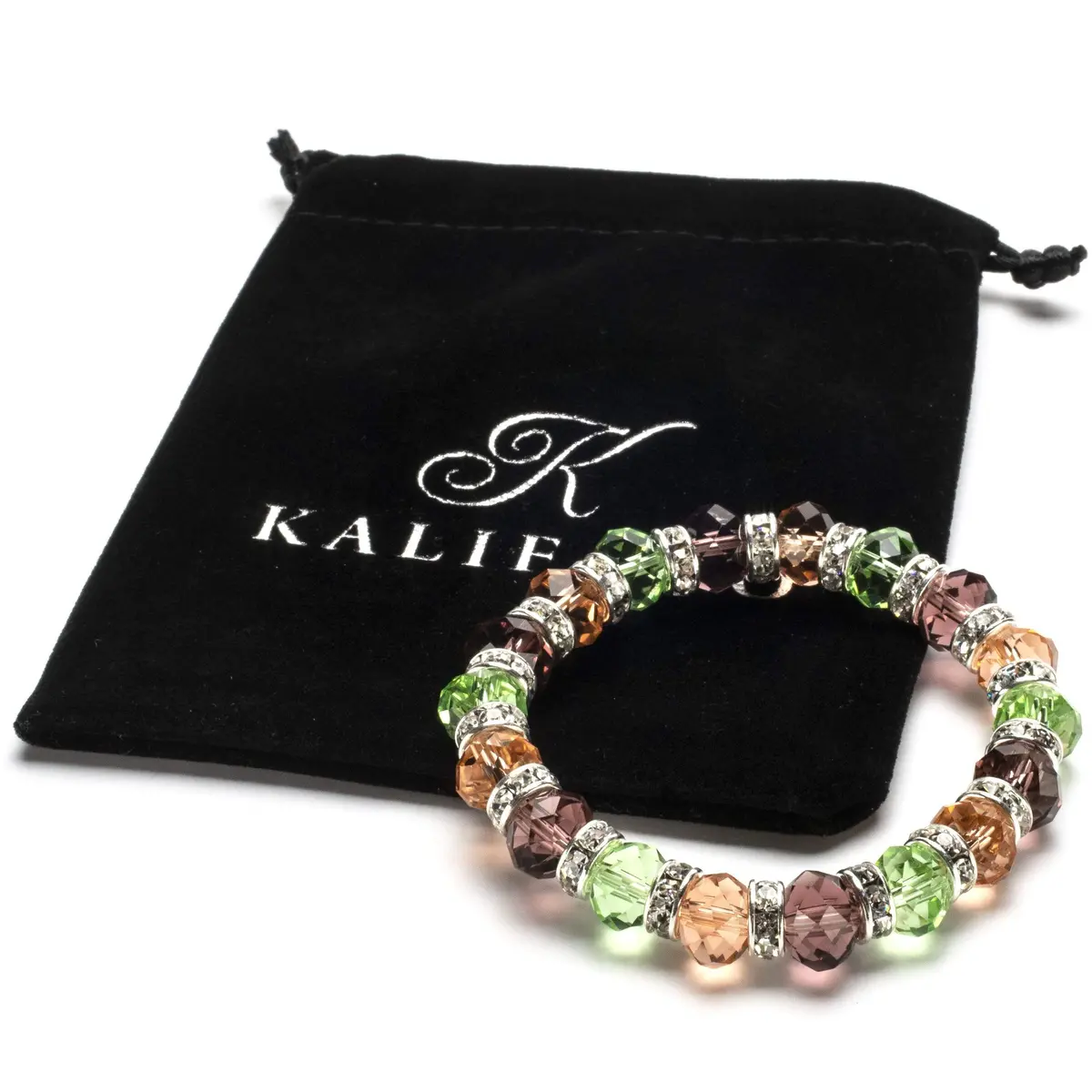 Multi-Colored Gorgeous Glass Bracelet With Cubic Zirconia Crystals 2