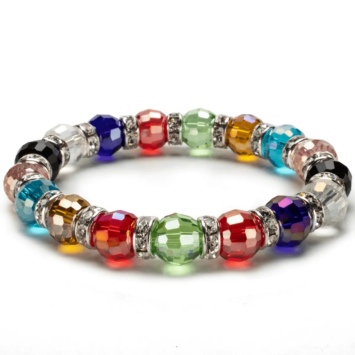 Multicolored Gorgeous Glass Bracelet With Cubic Zirconia Crystals 1