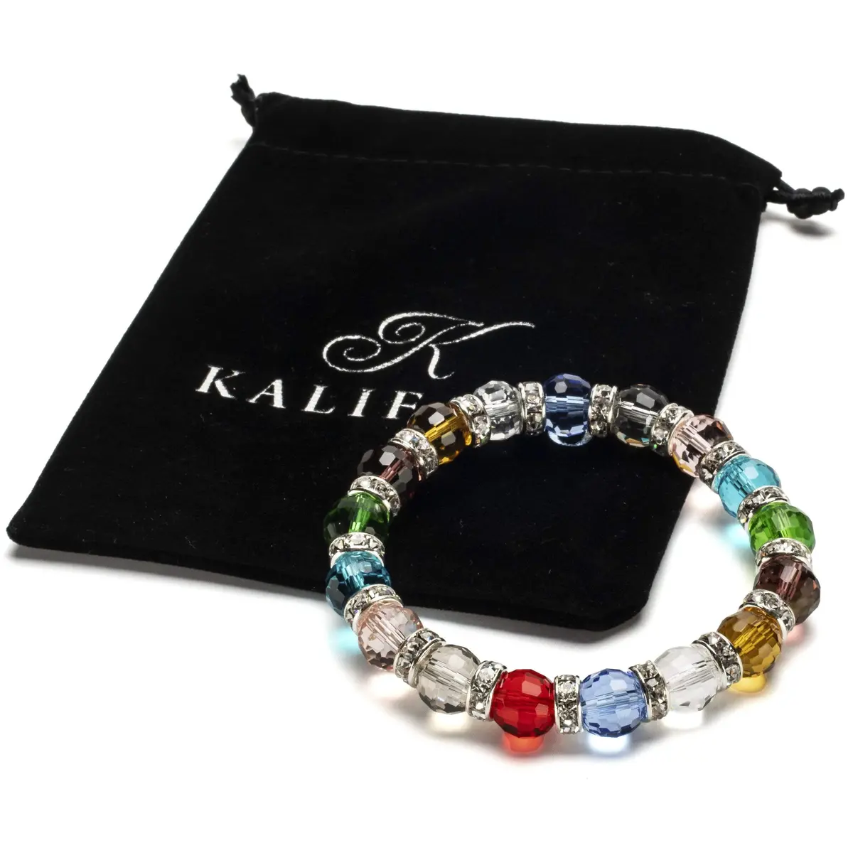 Multicolored Gorgeous Glass Bracelet With Cubic Zirconia Crystals 2