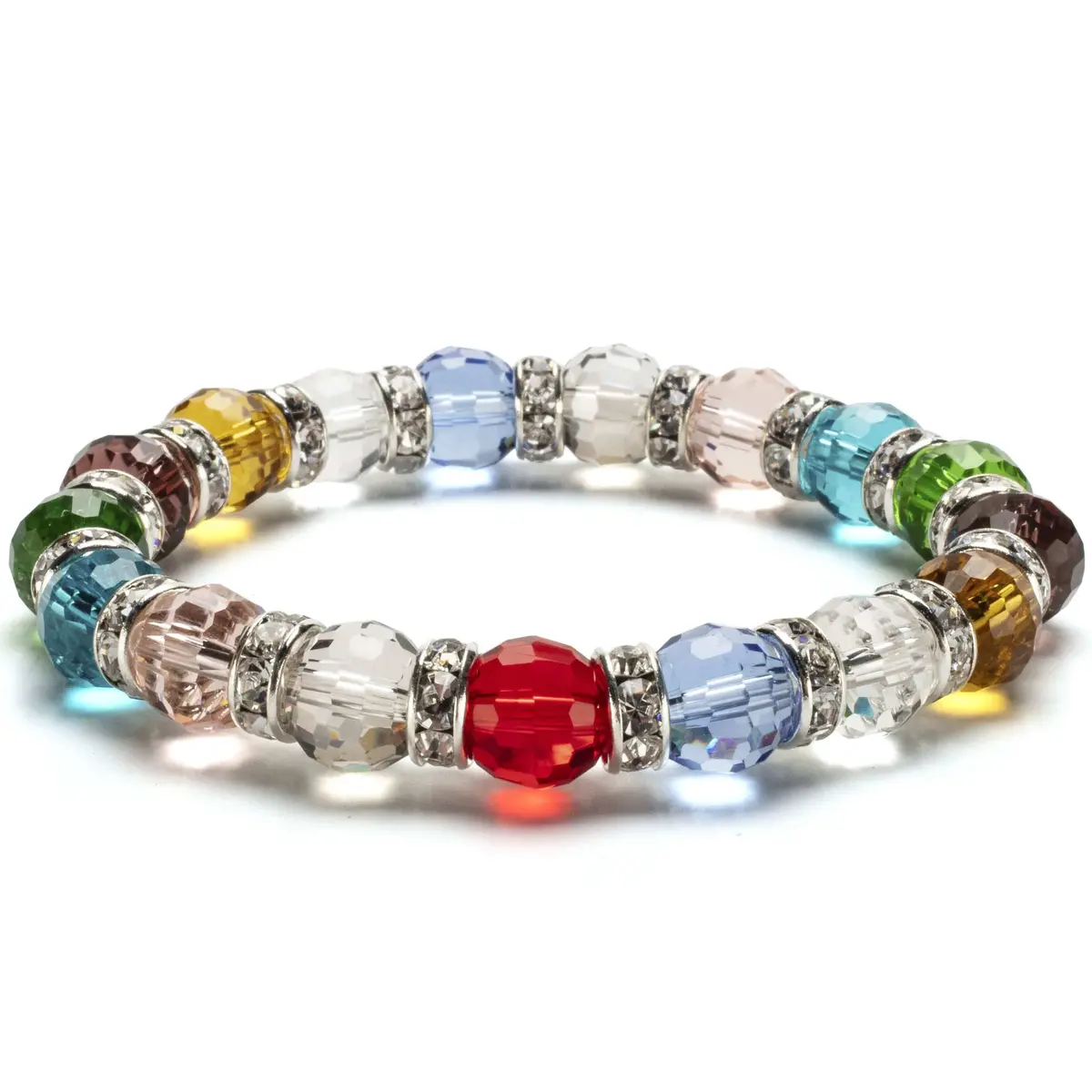 Multicolored Gorgeous Glass Bracelet With Cubic Zirconia Crystals 1