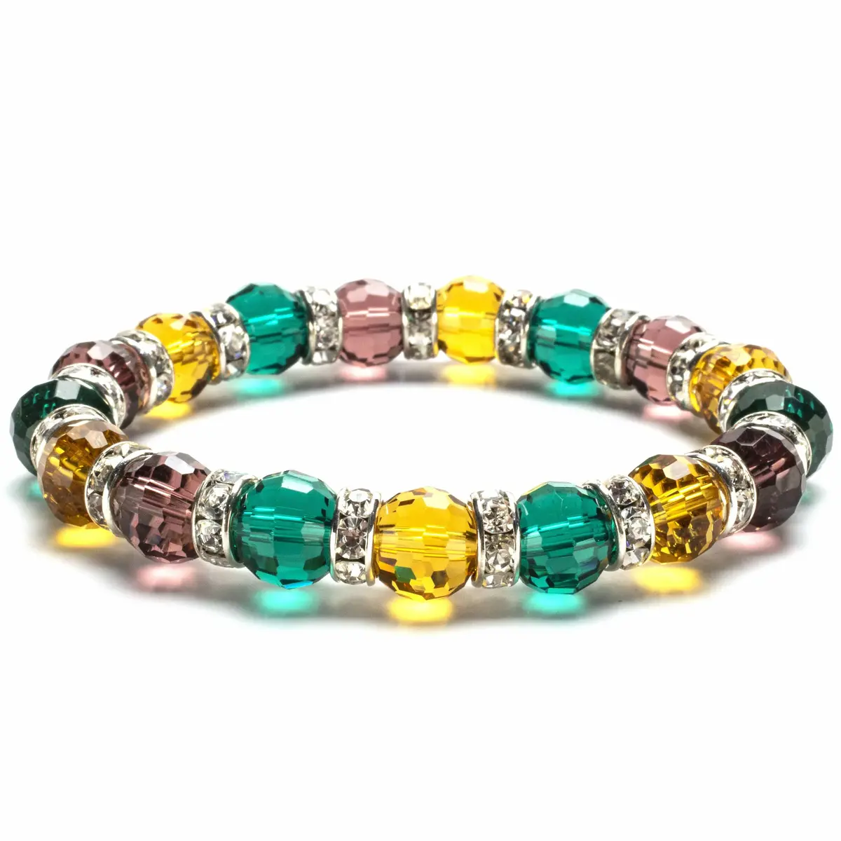 Multicolored Gorgeous Glass Bracelet With Cubic Zirconia Crystals 1