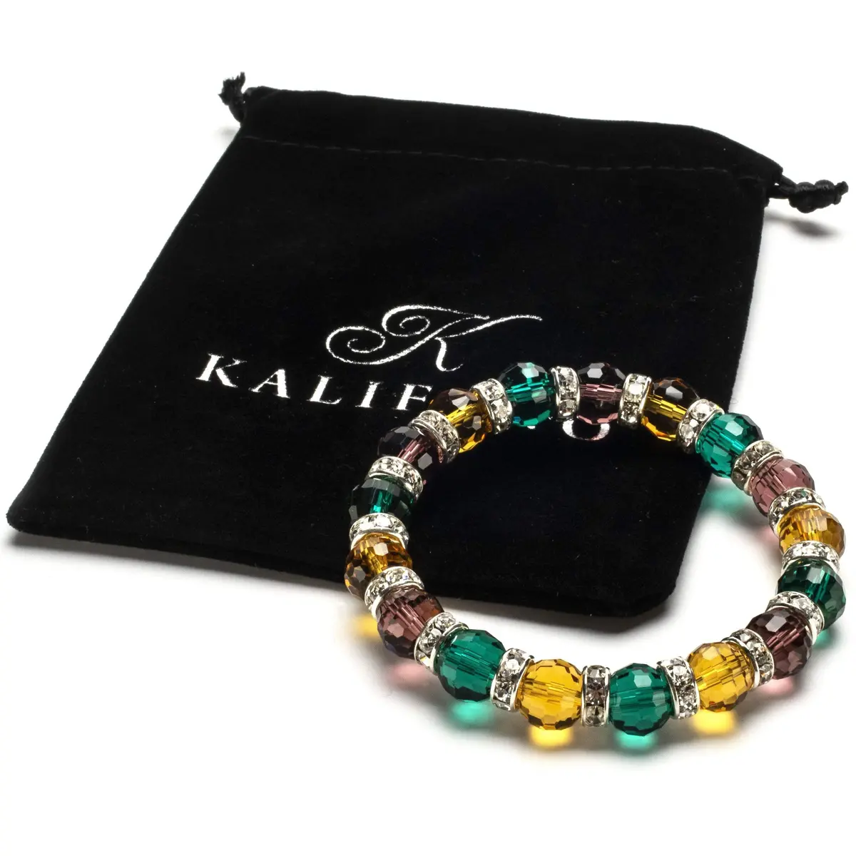 Multicolored Gorgeous Glass Bracelet With Cubic Zirconia Crystals 2