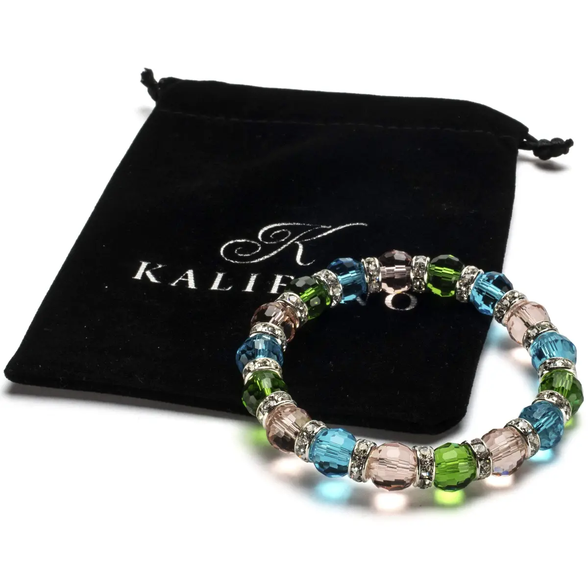 Multicolored Gorgeous Glass Bracelet With Cubic Zirconia Crystals 2
