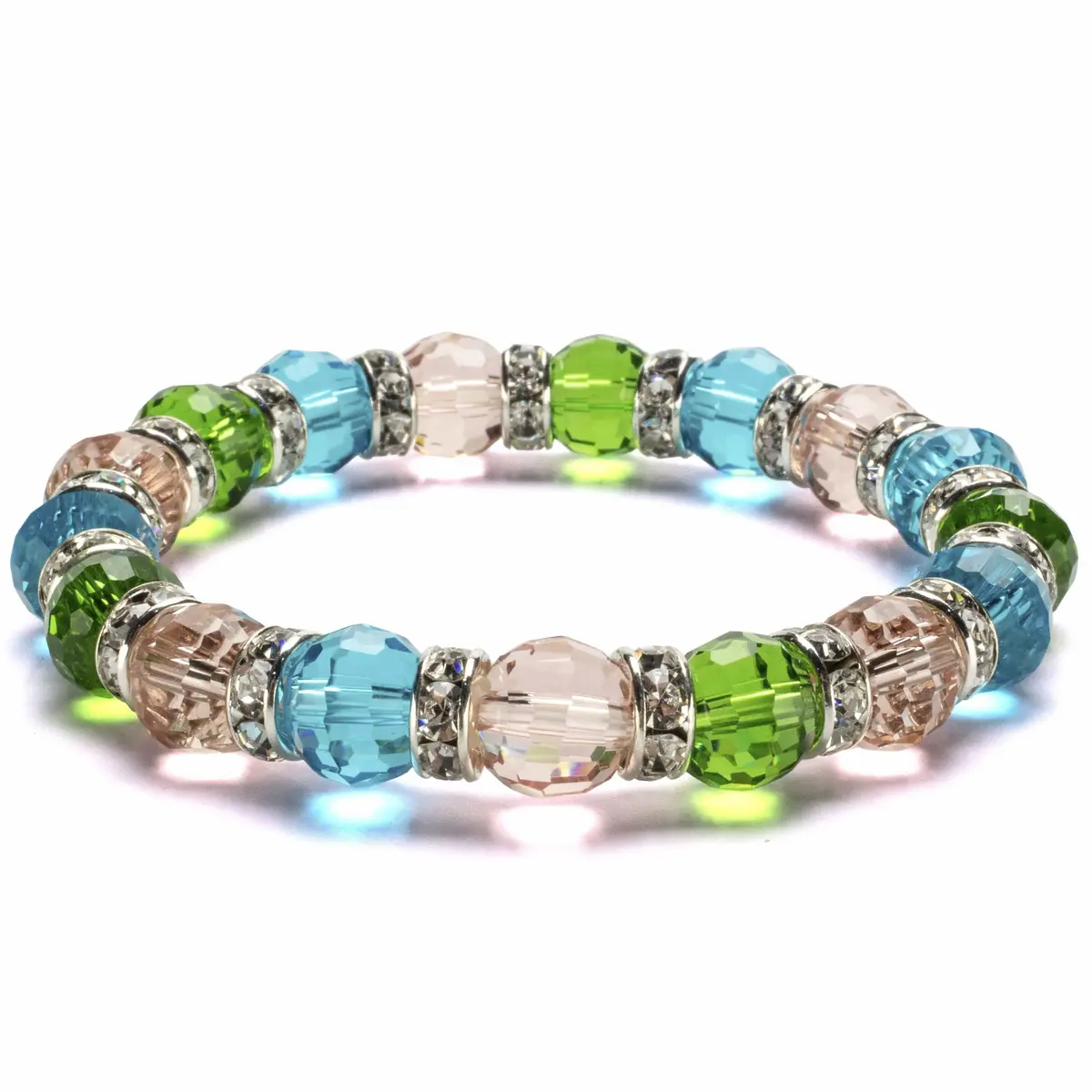 Multicolored Gorgeous Glass Bracelet With Cubic Zirconia Crystals 1