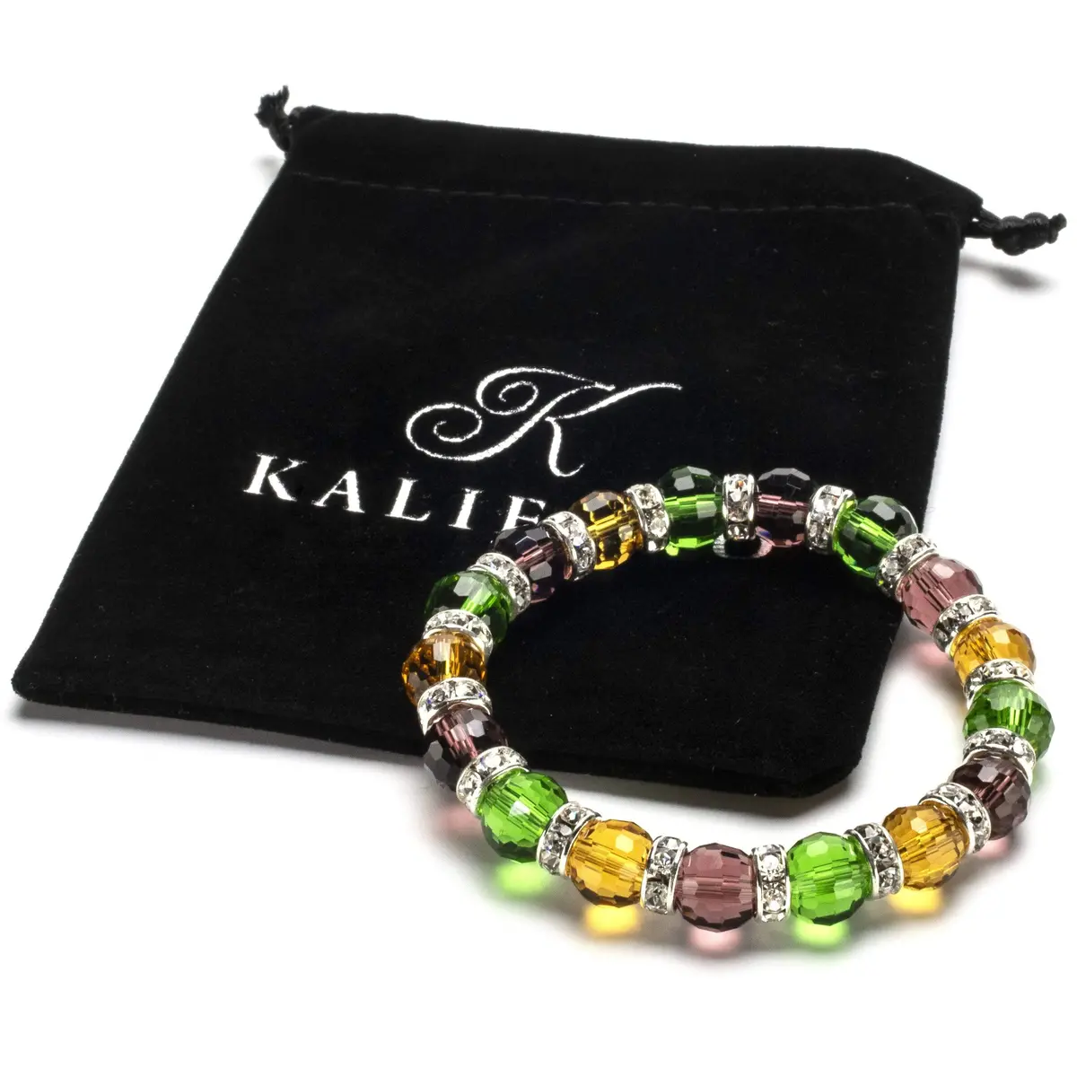 Multicolored Gorgeous Glass Bracelet With Cubic Zirconia Crystals 2