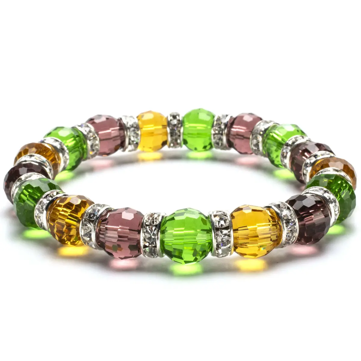 Multicolored Gorgeous Glass Bracelet With Cubic Zirconia Crystals 1