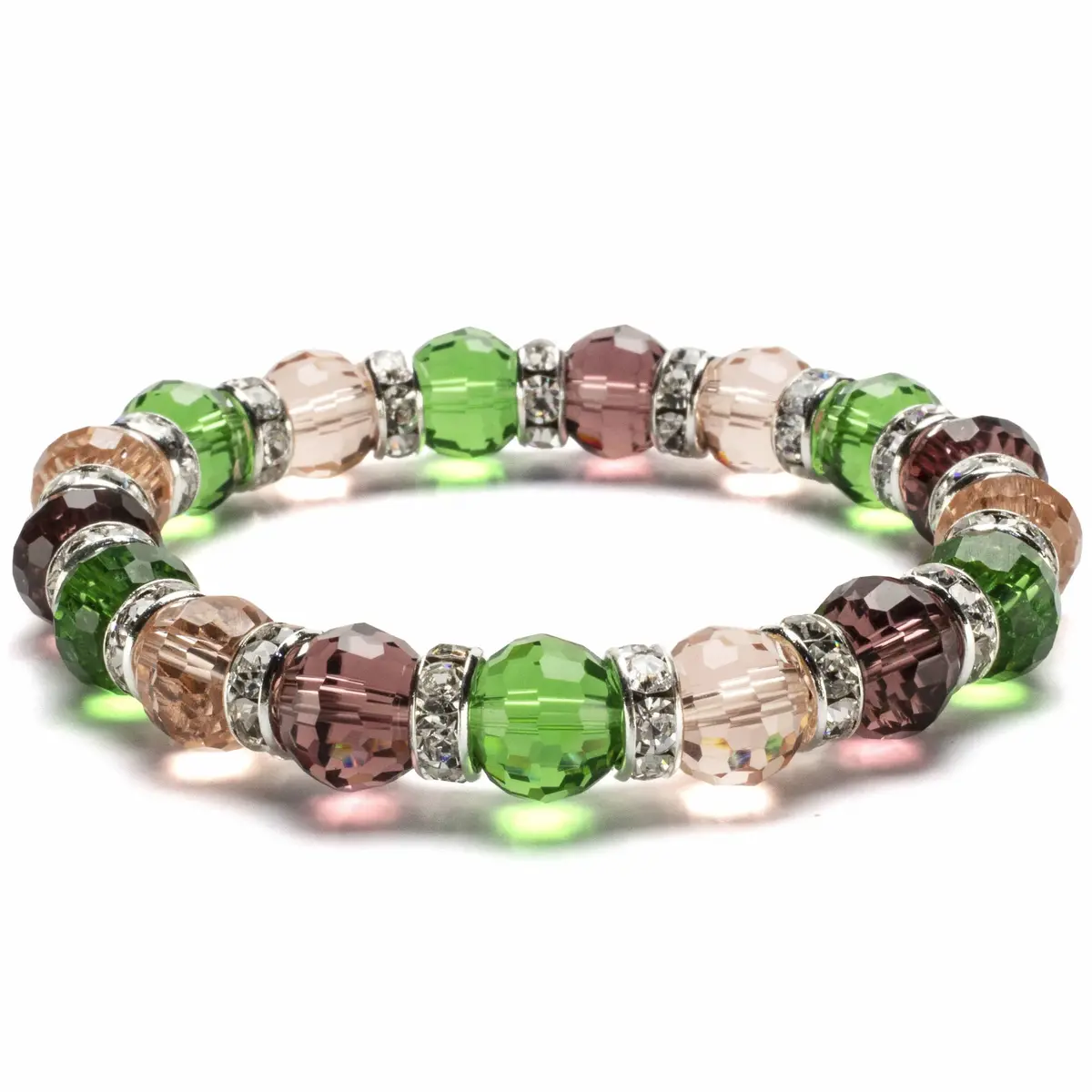 Multicolored Gorgeous Glass Bracelet With Cubic Zirconia Crystals 1