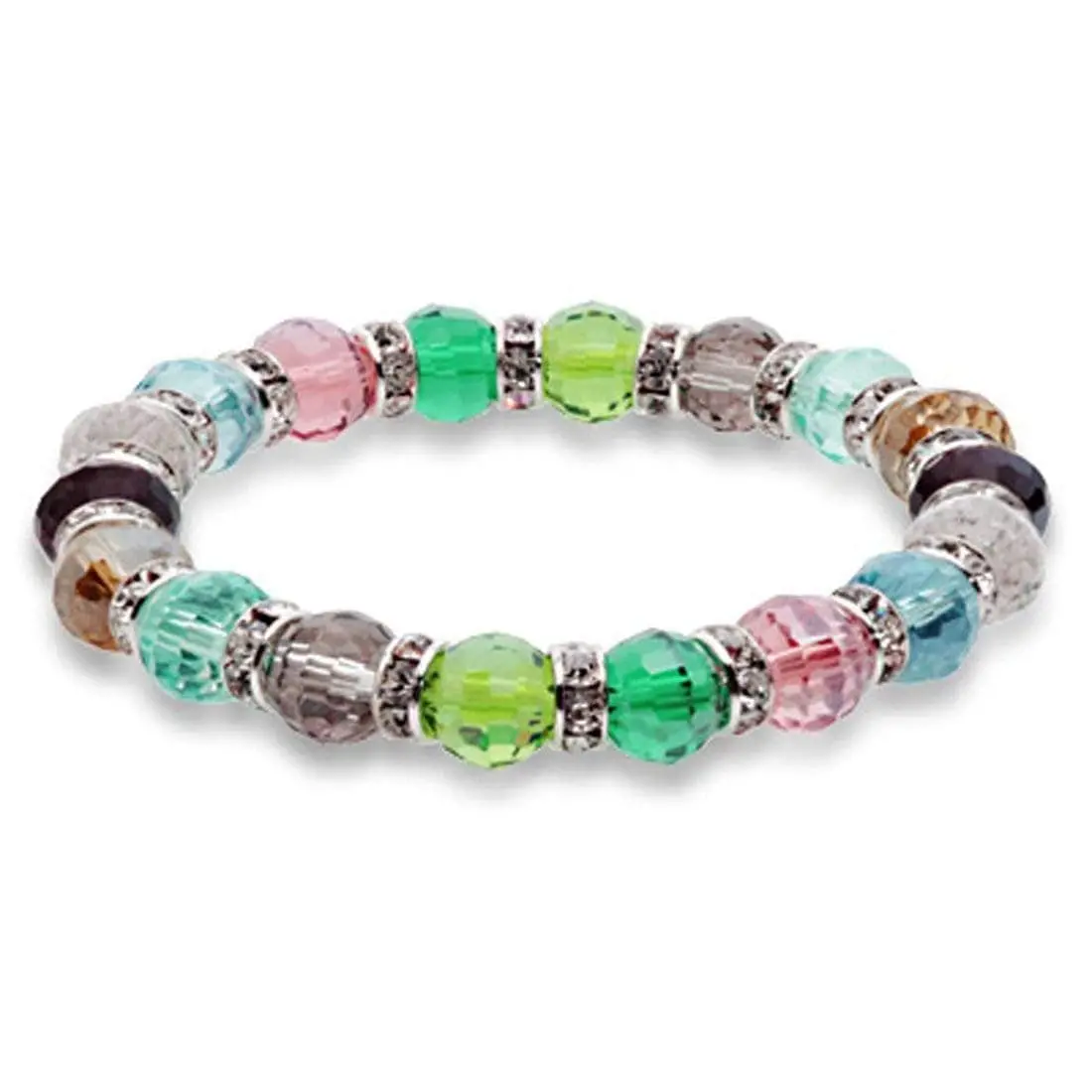 Multicolored Gorgeous Glass Bracelet With Cubic Zirconia Crystals 1