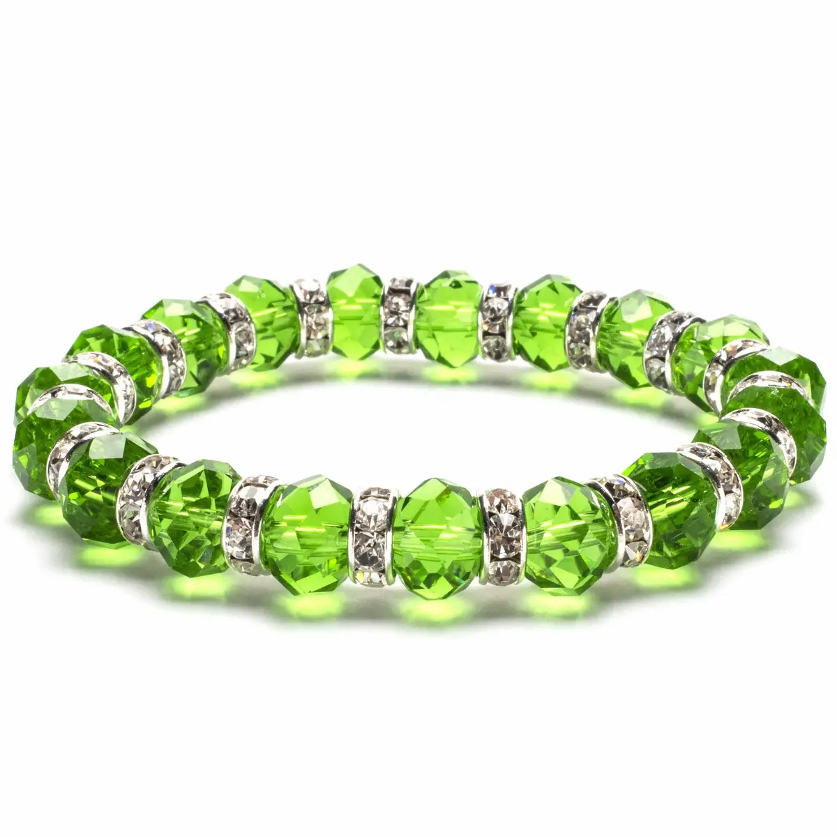 Peridot Gorgeous Glass Bracelet With Cubic Zirconia Crystals 1
